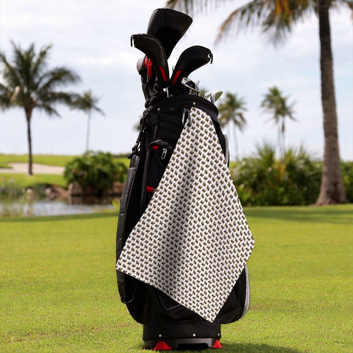Yorkie Golf Pattern Golf Towels, Yorkshire Terrier Golf Towel, Golf Gift For Golfer