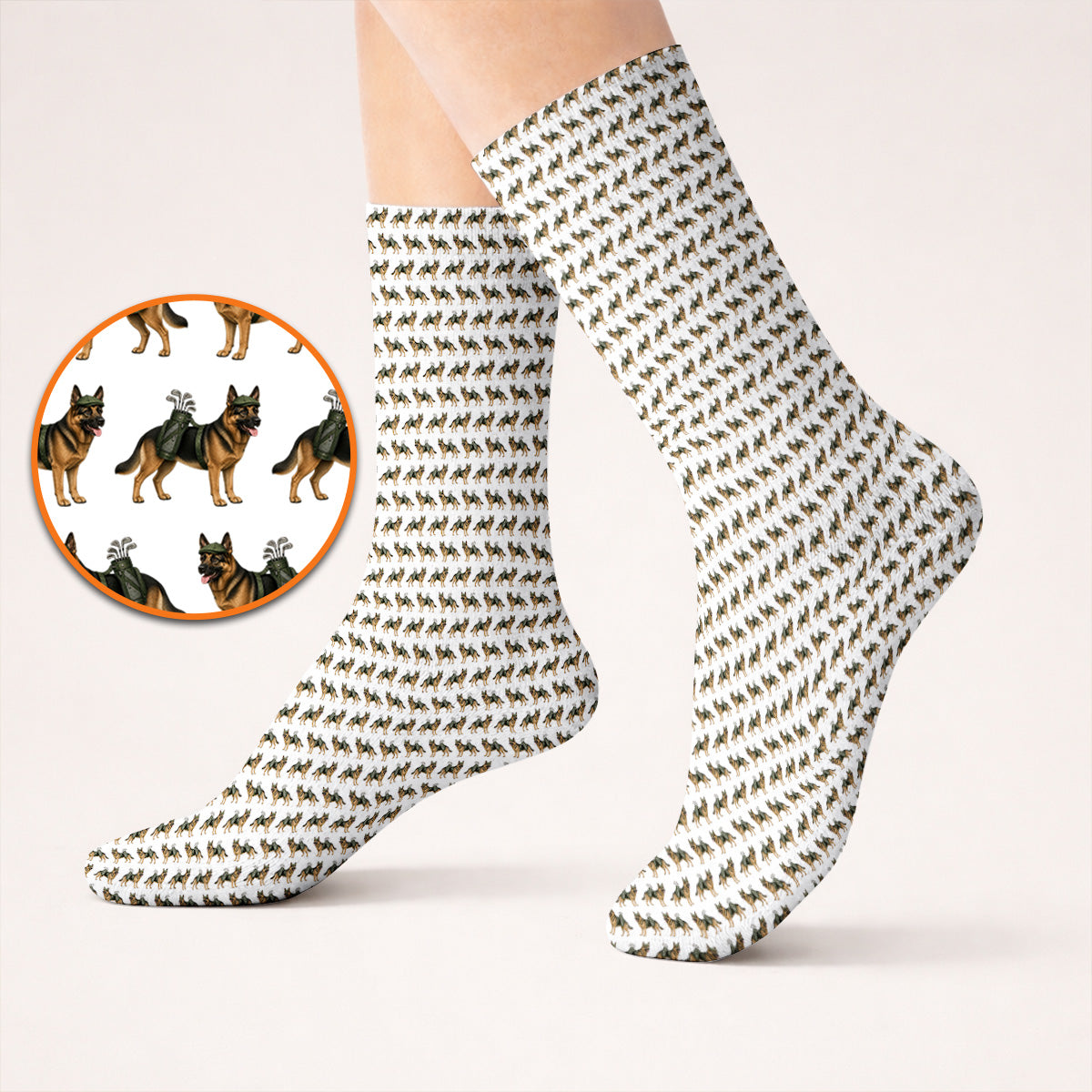 German Shepherd Golf Socks, Dog Lover Pattern Golf Sock, Funny Golfer Dog Gift
