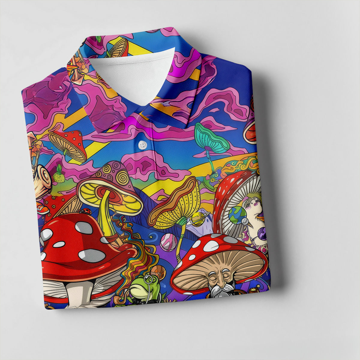 Psychedelic Mushroom Forest Fantasy Golf Polo, Hawaiian Golf Shirt, Golf Polo Shirts For Men