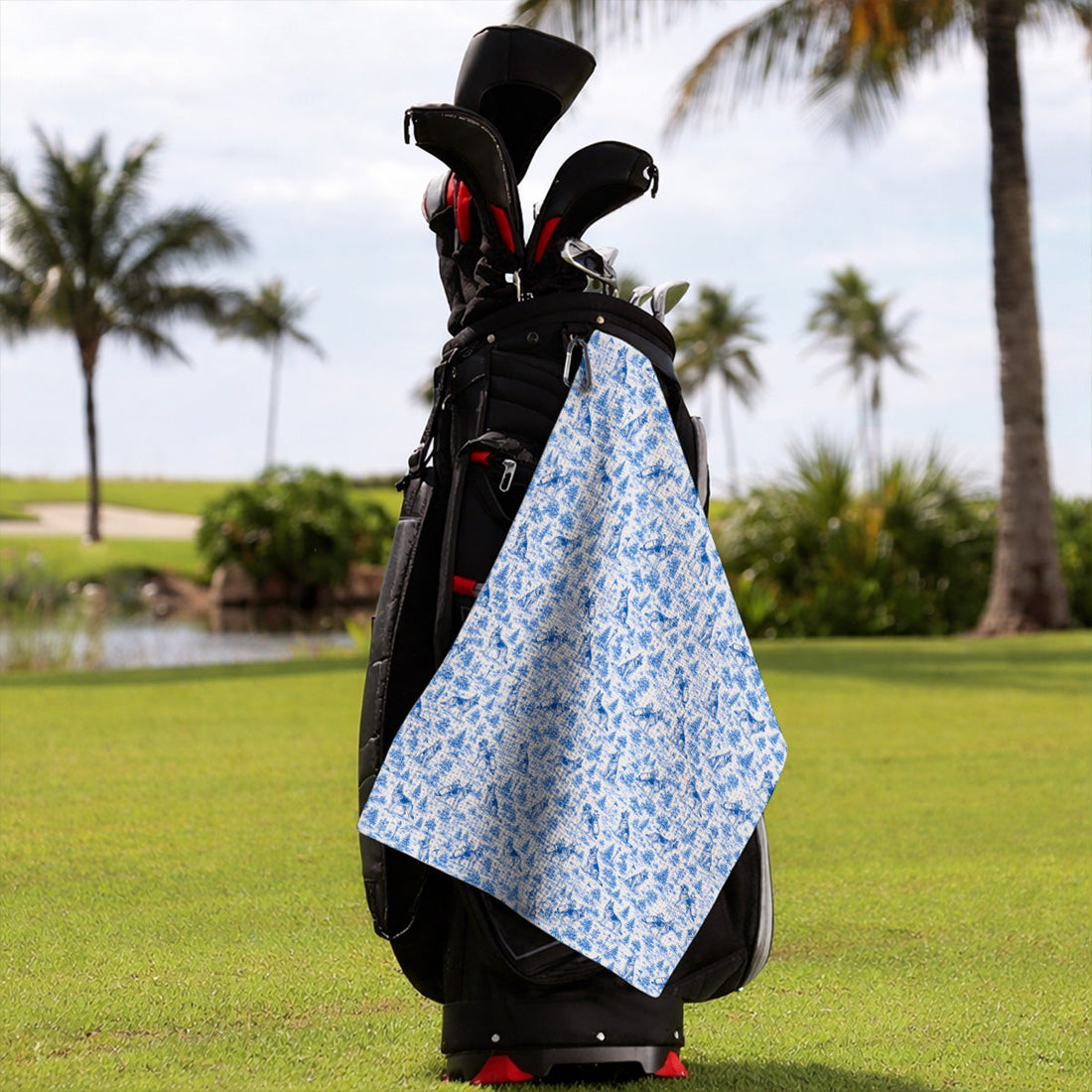 Toile De Jouy German Shepherd Golf Towels, German Shepherd Pattern Golf Towel, Dog Dad Golf Gift