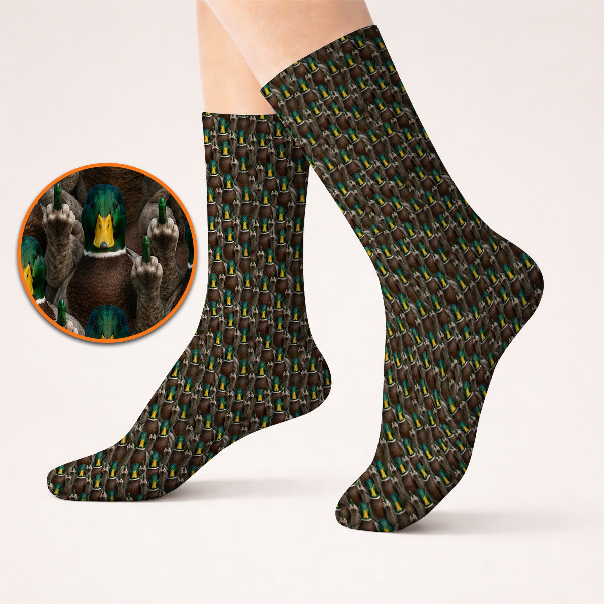 Funny Mallard Duck Pattern Socks, Rebel Duck Hunting Golf Sock, Golf Gift For Golfer