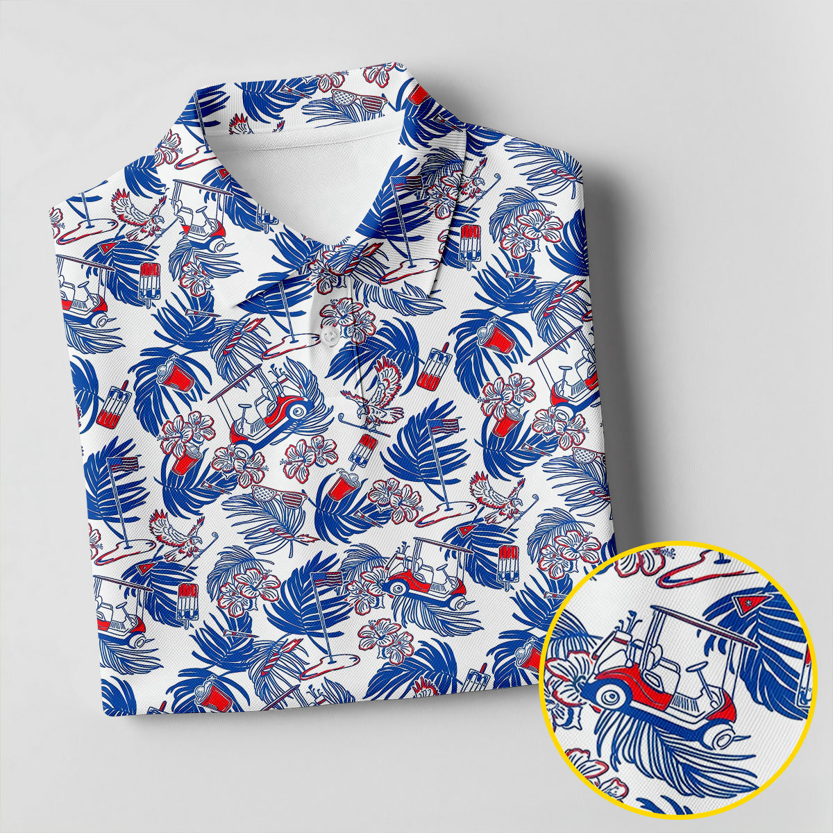 Par-Tee In The USA Red White Blue Tropical Golf Shirt, 250 Years Patriotic 4th Of July Golf Shirts For Men