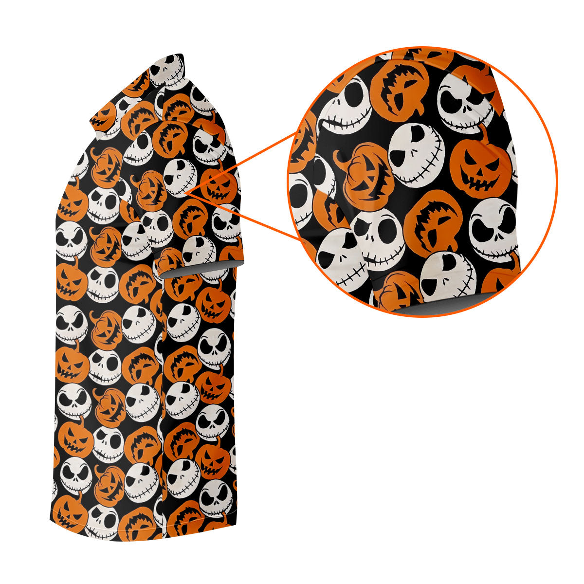 Halloween Skull Pumpkin Pattern Golf Polo Shirt, Ladies Golf Tops, Golf Shirts For Women