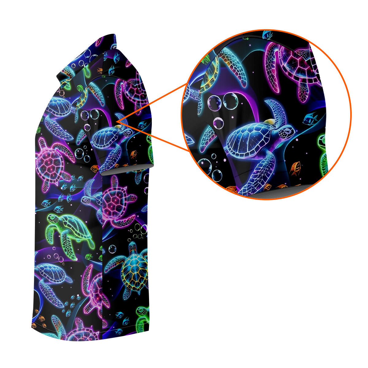 Neon Sea Turtle Ocean Pattern Hawaiian Golf Polo Shirt, Mens Golf Polo, Printed Golf Shirts