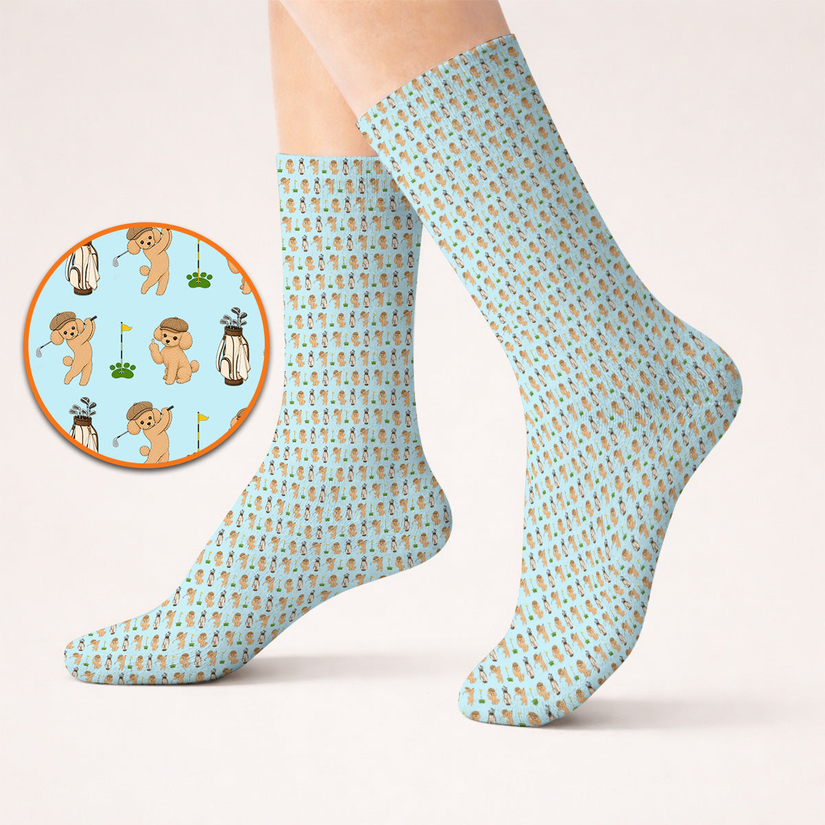 Toy Poodle Pattern Golf Socks, Funny Poodle Golf Sock, Golf Gift For Dog Lover