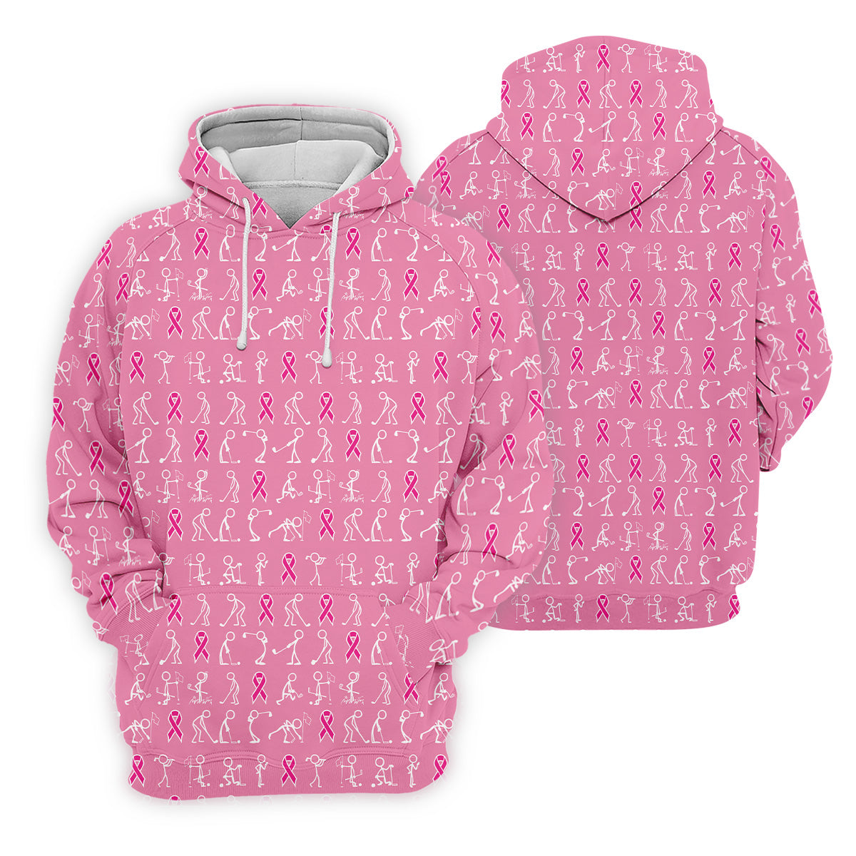Funny Stick Figure Womens Golf Shirt, Breast Cancer Awareness Shirt, Pink Golf Shirt, Ladies Golf Shirt