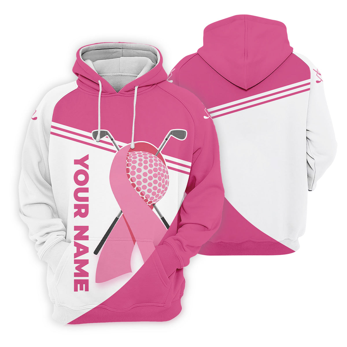 Breast Cancer Pink Men's Golf Polo Shirt, Golf Shirts For Men, Breast Cancer Awareness Shirt