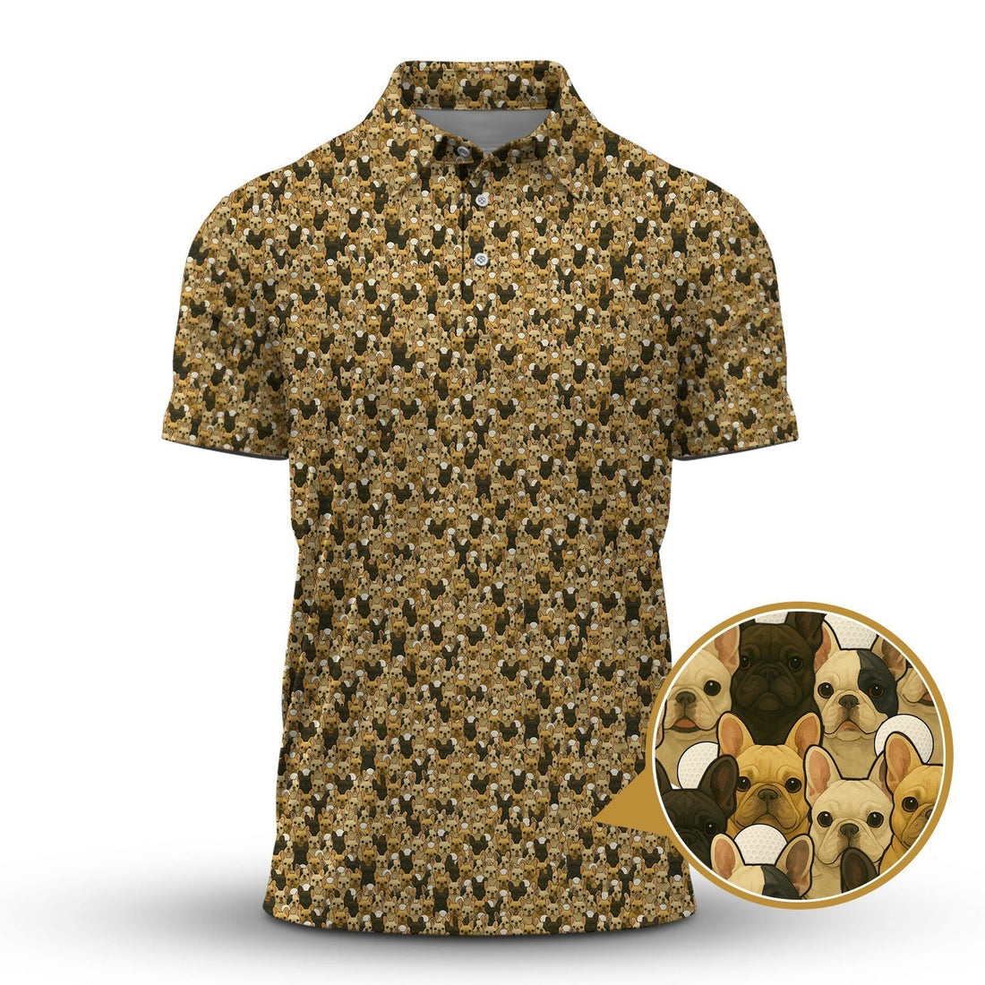French Bulldog Golf Shirt, Funny Dog Golf Shirt For Men, Pattern Golf Shirt For Golfers