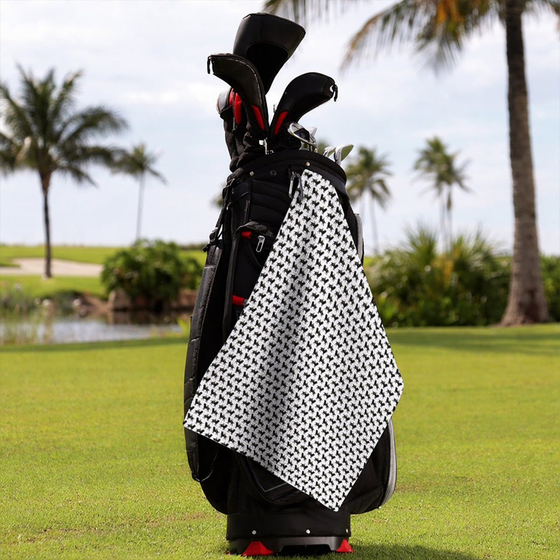 Black Lab Pattern Golf Towels, Crazy Labrador Golf Towel, Golf Gift For Golfer