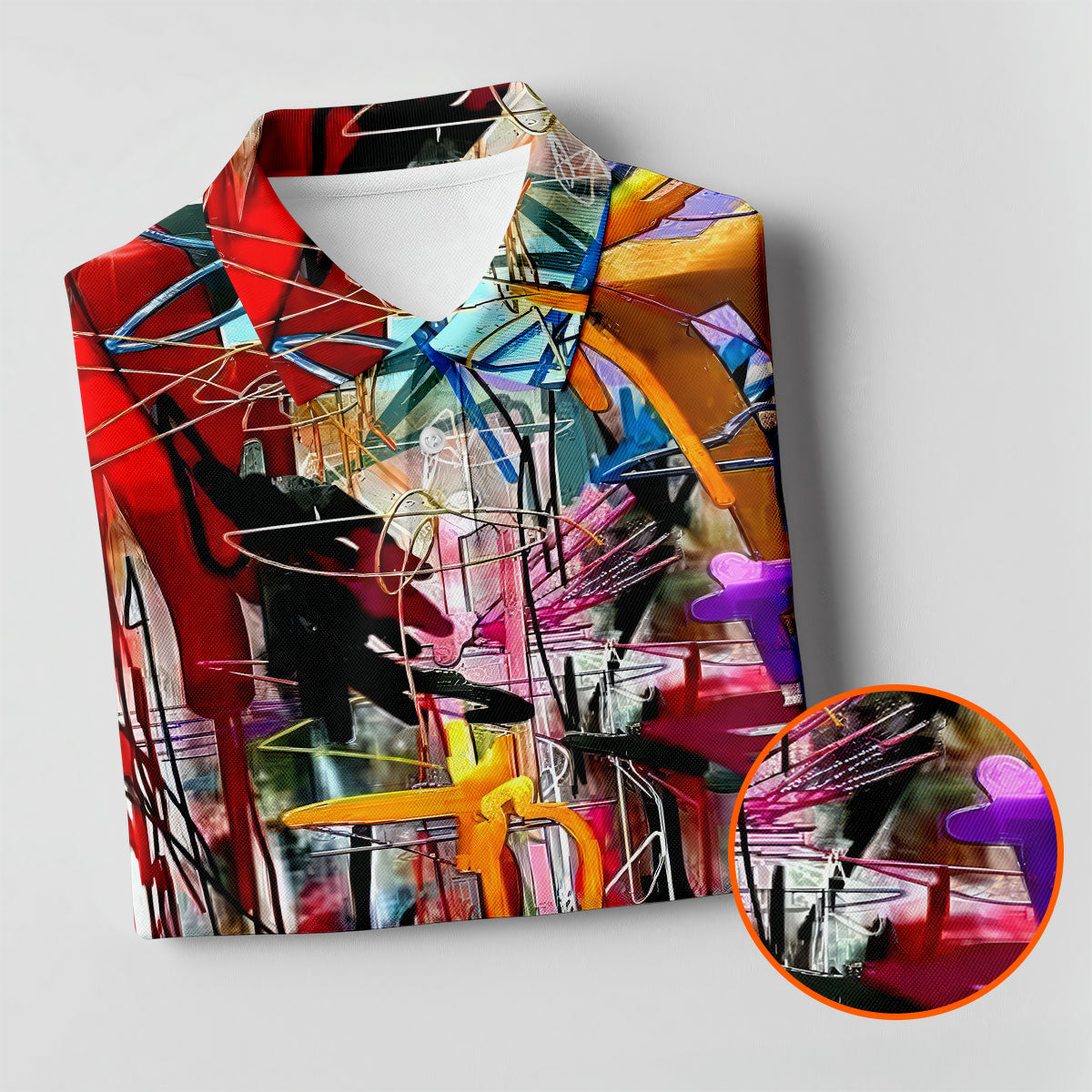 Colorful Abstract Graffiti Street Art Golf Shirt, Women’s Golf Apparel, Golf Tops For Women