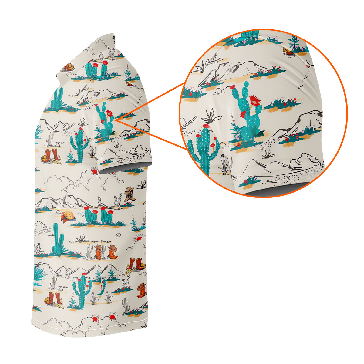 Western Desert Cowboy Boots Pattern Golf Shirt, Men's Golf Shirt, Printed Golf Shirts