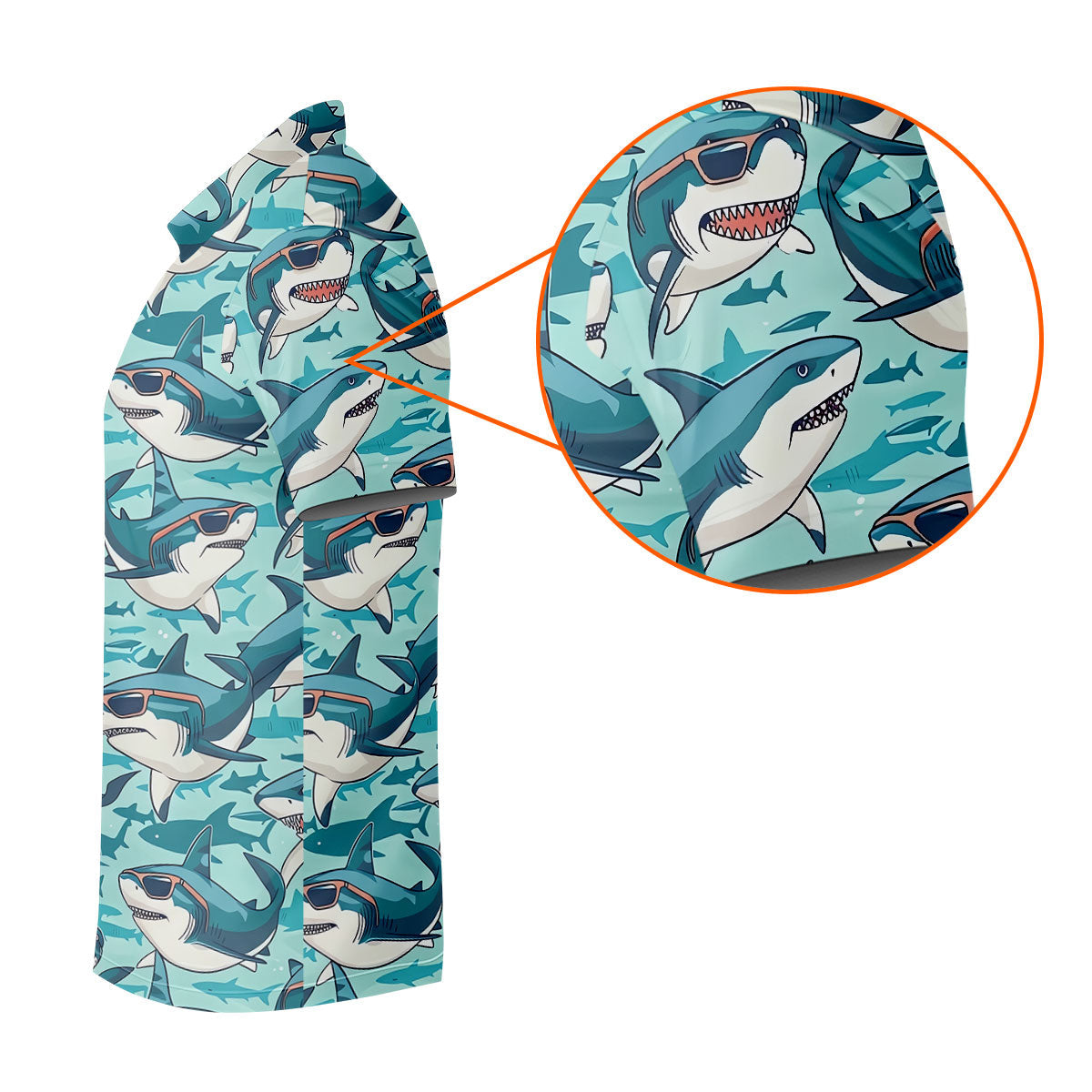 Animated Shark Hawaiian Golf Shirt, Men's Funny Golf Shirts, Golf Shirts For Men