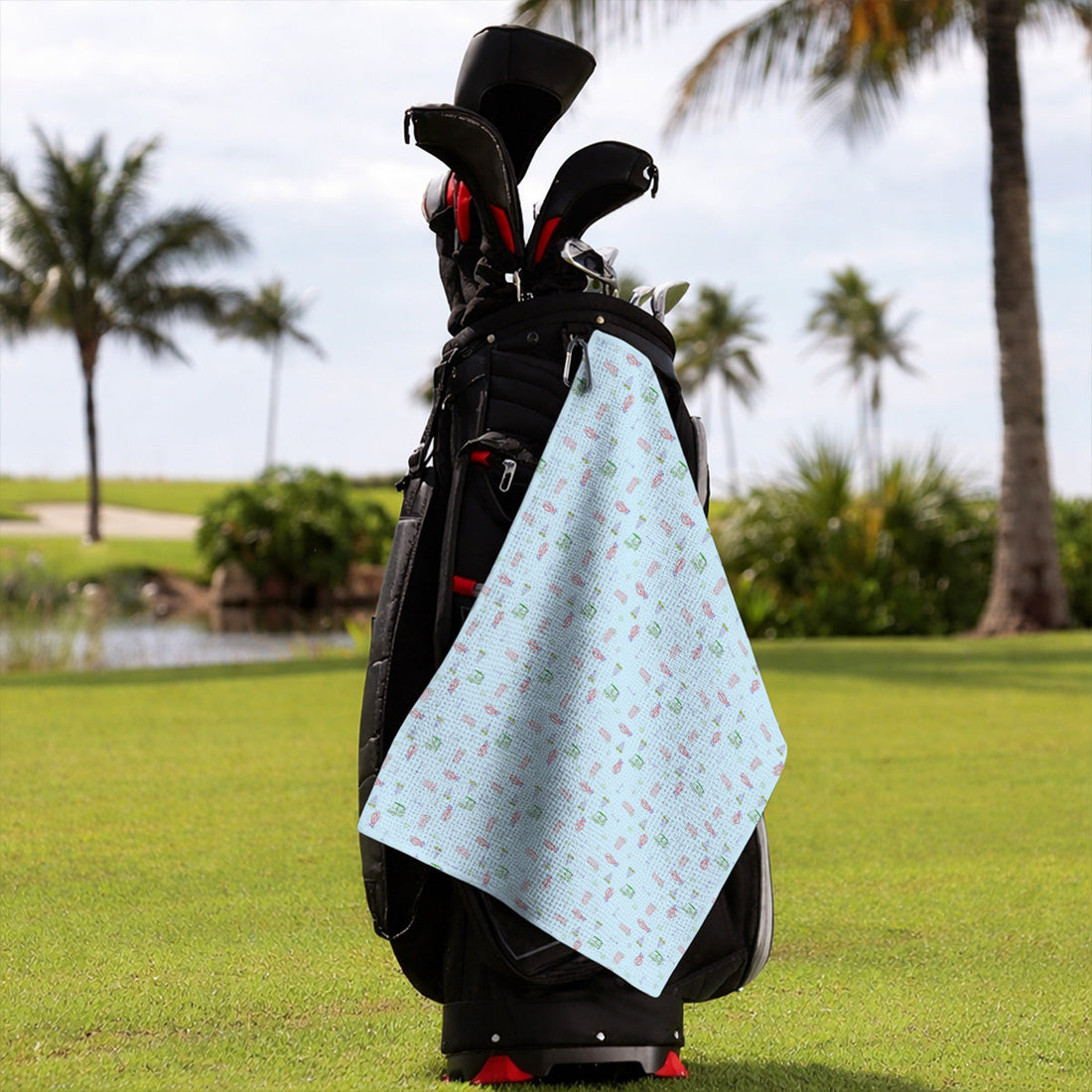 Transfusion Drink Golf Towel, Golf Cocktail Pattern Golf Towels, Cool Golf Lover Apparel For Golfer
