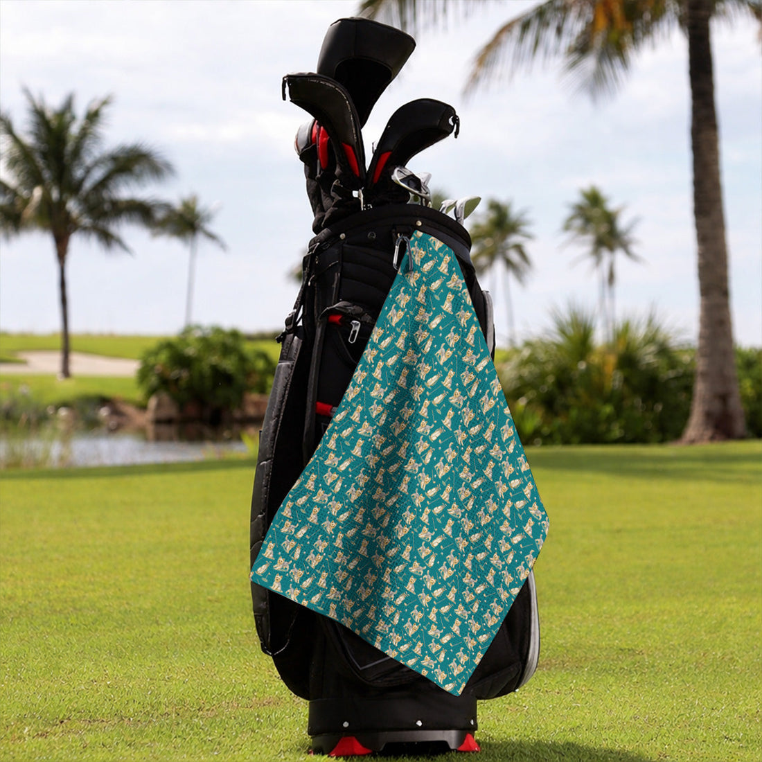 Yorkshire Terrier Golf Towel, Vintage Yorkie Golf Pattern Towels, Cute Dog Lover Golf Apparel For Golfer