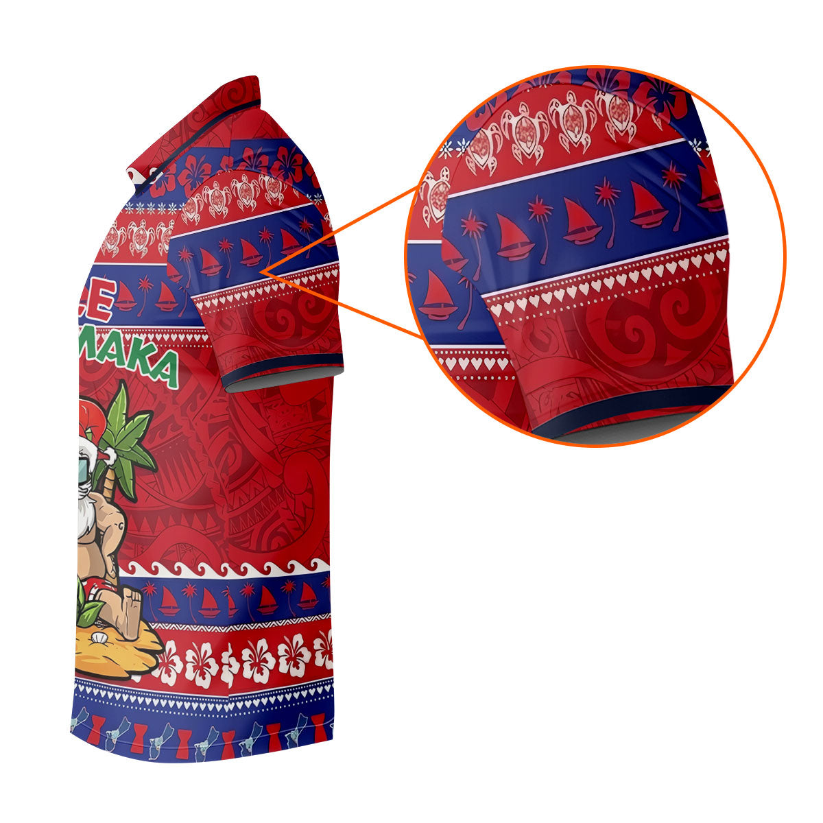 Guam Santa Mele Kalikimaka Christmas Golf Shirt, Women's Golf Tops, Hawaiian Golf Shirt, Golf Shirts For Women