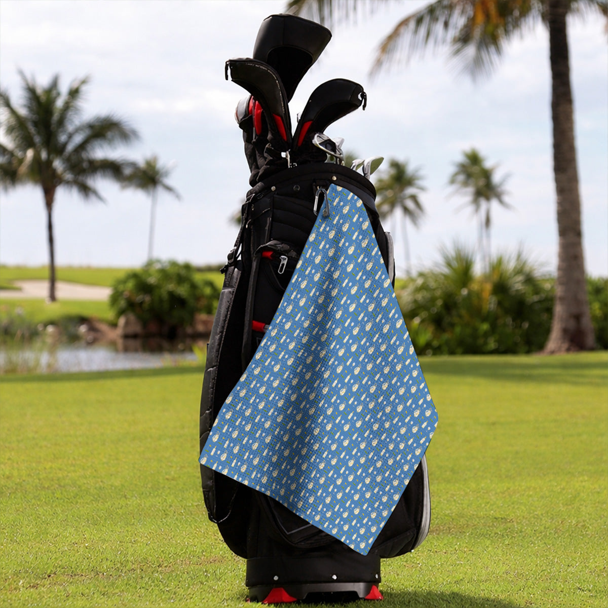 White Wine Pattern Golf Towels, Elegant Winery Golf Towel, Wine Golf Gift For Golfer