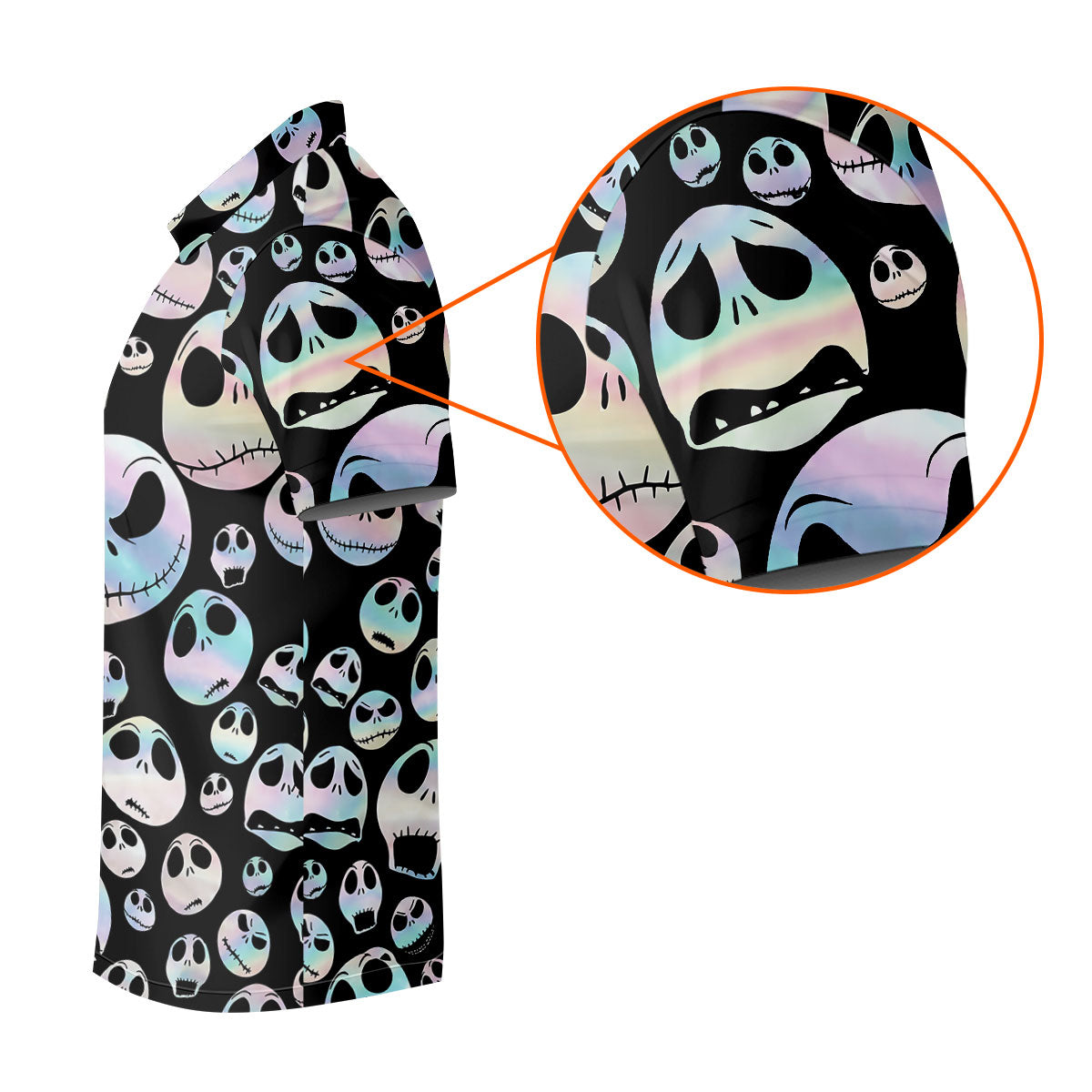 Black Horror Character Skull Face Pattern Golf Polo Shirt, Mens Golf Polo, Printed Golf Shirts