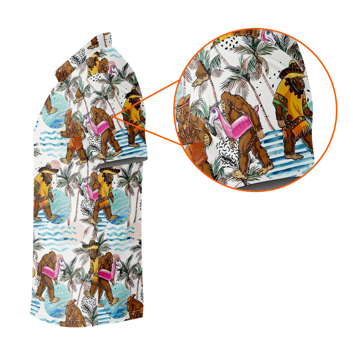 Bigfoot With Flamingo Float And Guitar Tropical Pattern Hawaiian Golf Polo, Golf Gift For Men, Golfing Apparel