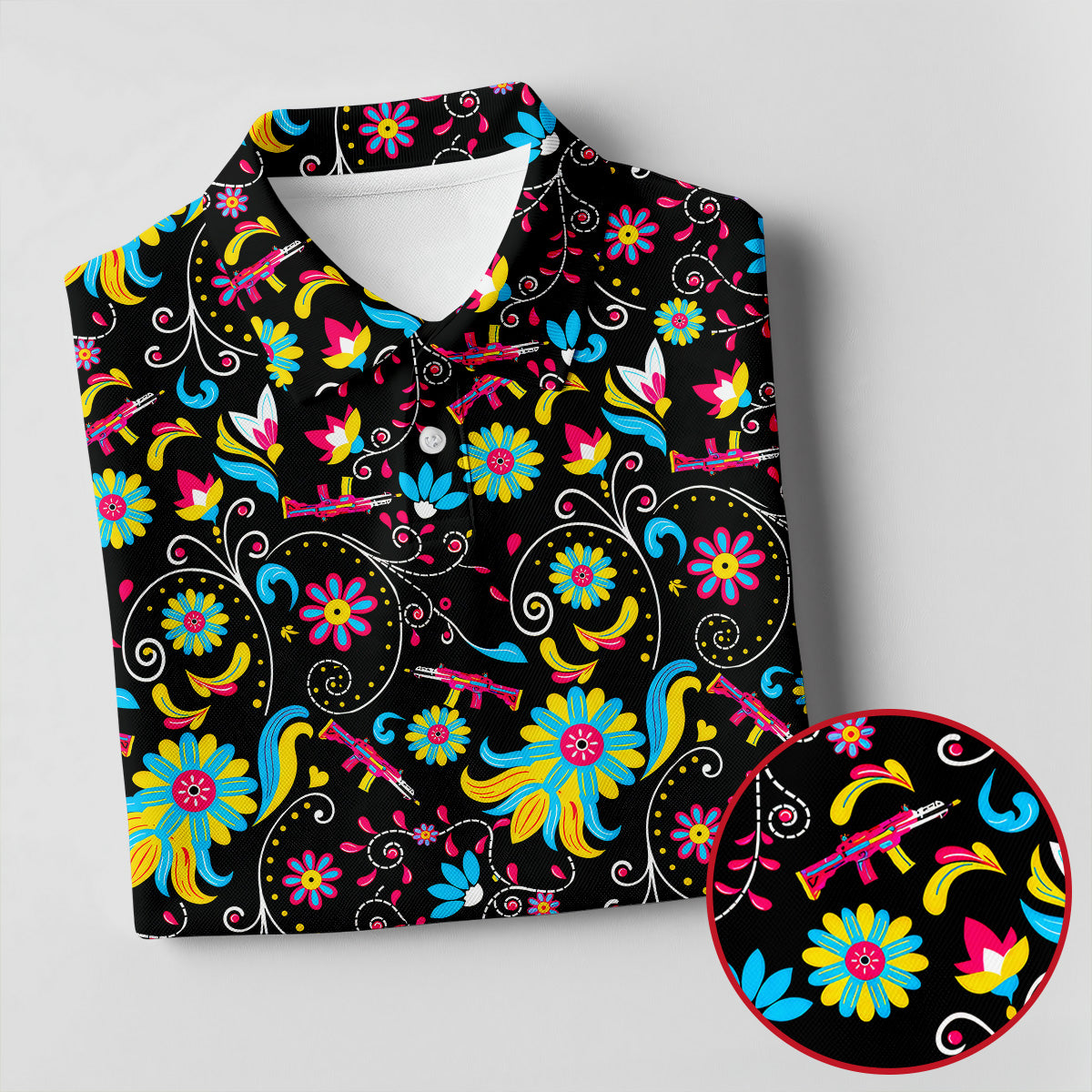 Flores De Mayo Cinco De Mayo Celebration Fiesta Themed Tropical Pattern Golf Shirts For Men