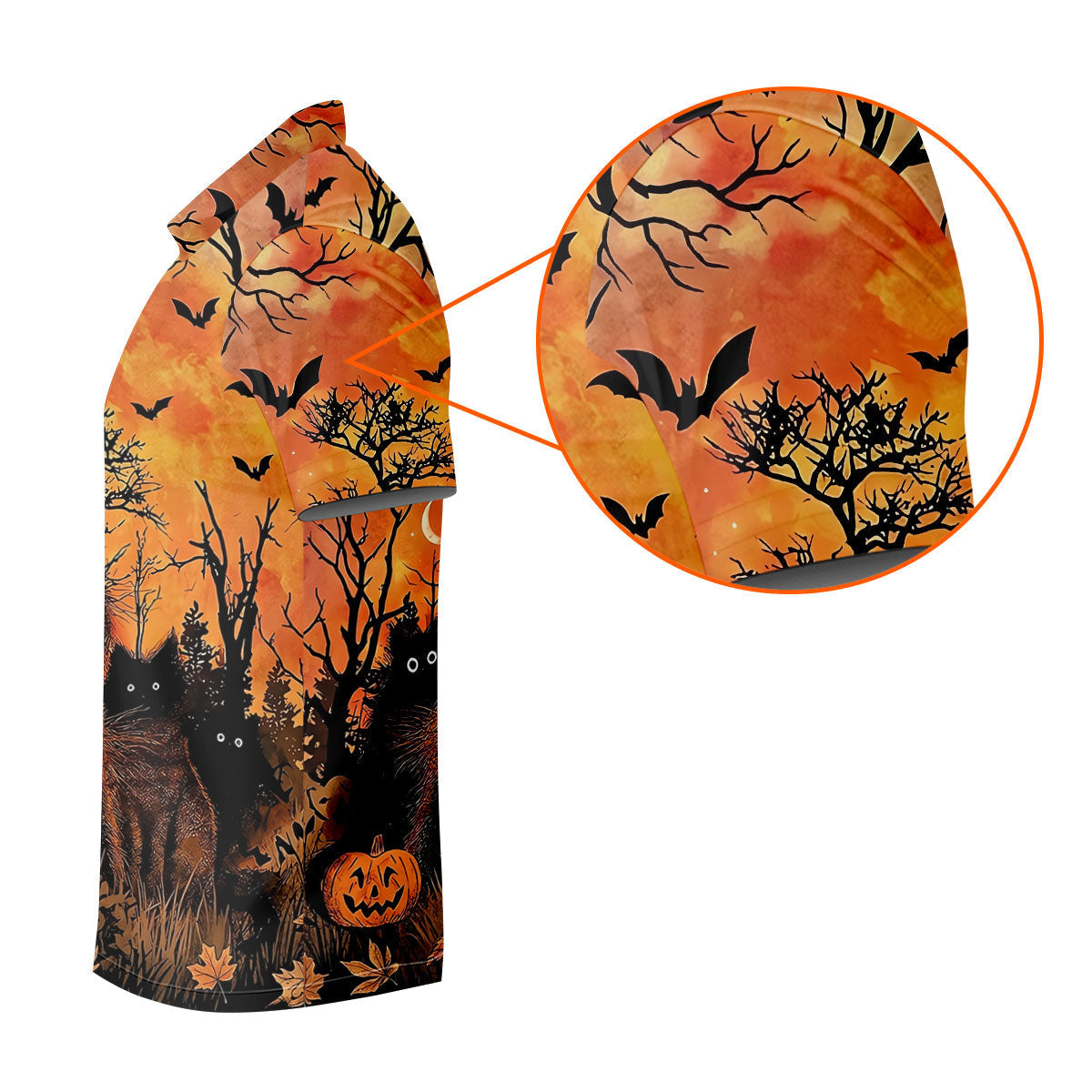 Spooky Black Cat Halloween Golf Polo Shirt, Women's Golf Polo, Ladies Golf Shirts