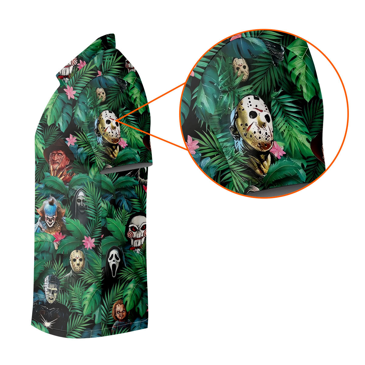 Tropical Horror Character Pattern Golf Polo Shirt, Womens Golf Polo, Ladies Golf Shirts