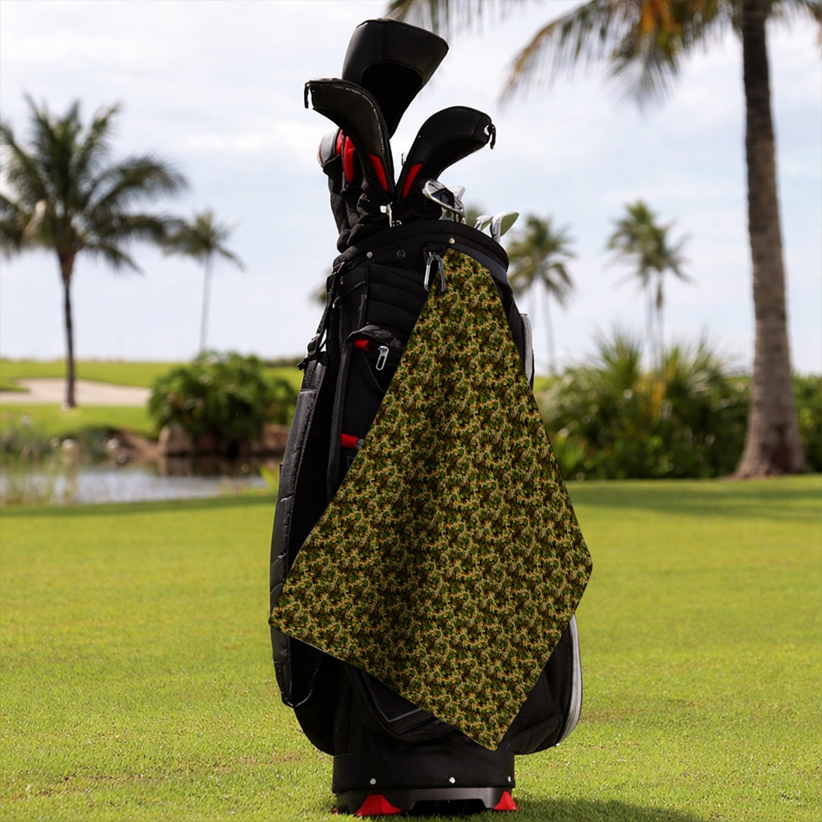 Funny Mallard Duck Golf Towel, Camo Duck Pattern Towels, Hunting Gift For Golf Lovers
