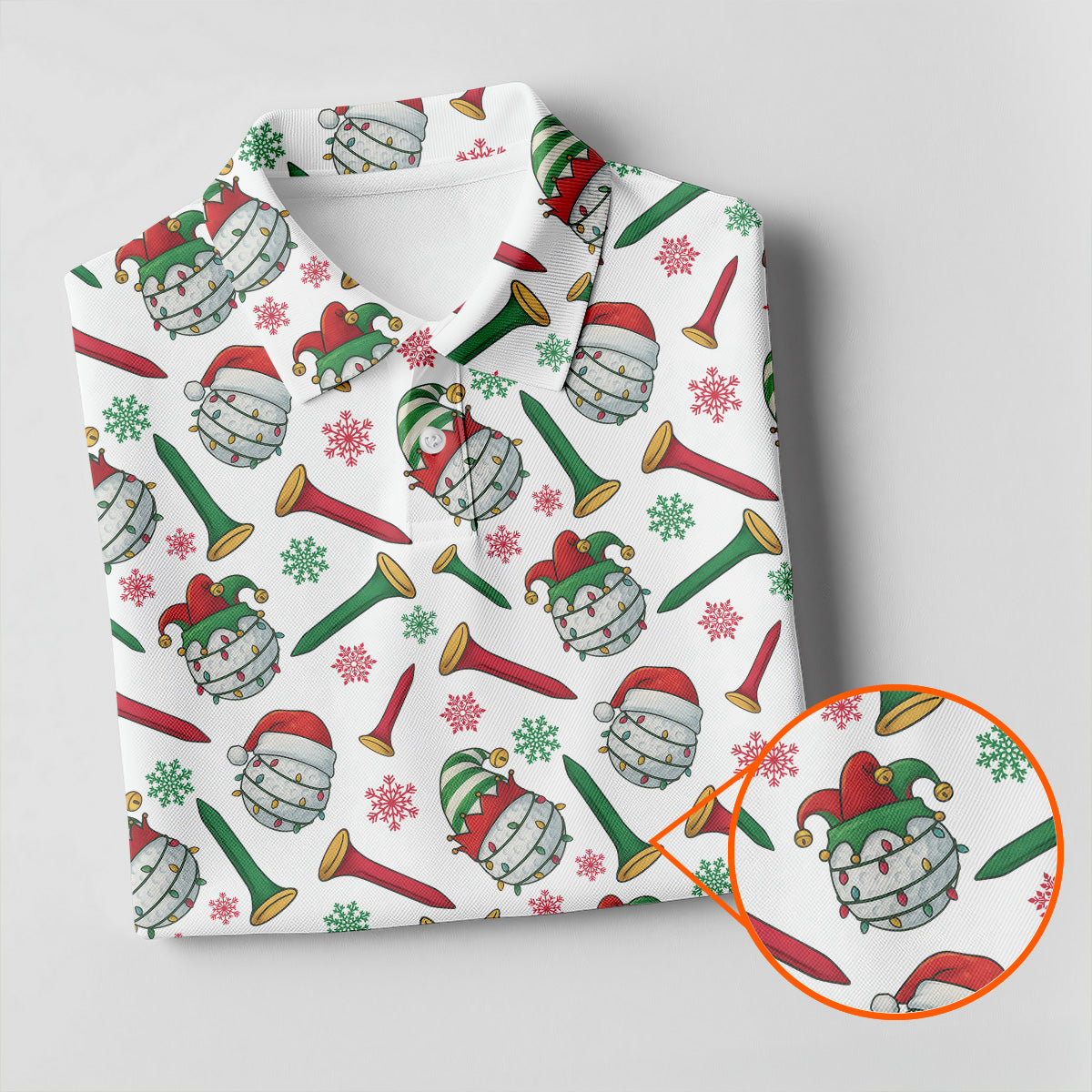 Funny Golf Ball Christmas Golf Shirt, White Polo Women, Ladies Golf Shirts, Golfing Apparel