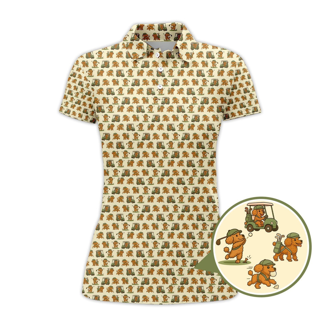 Poodle Golf Shirts For Dog Loving Golfers, Poodle Pattern Golf Shirt, Golf Gift For Golfers