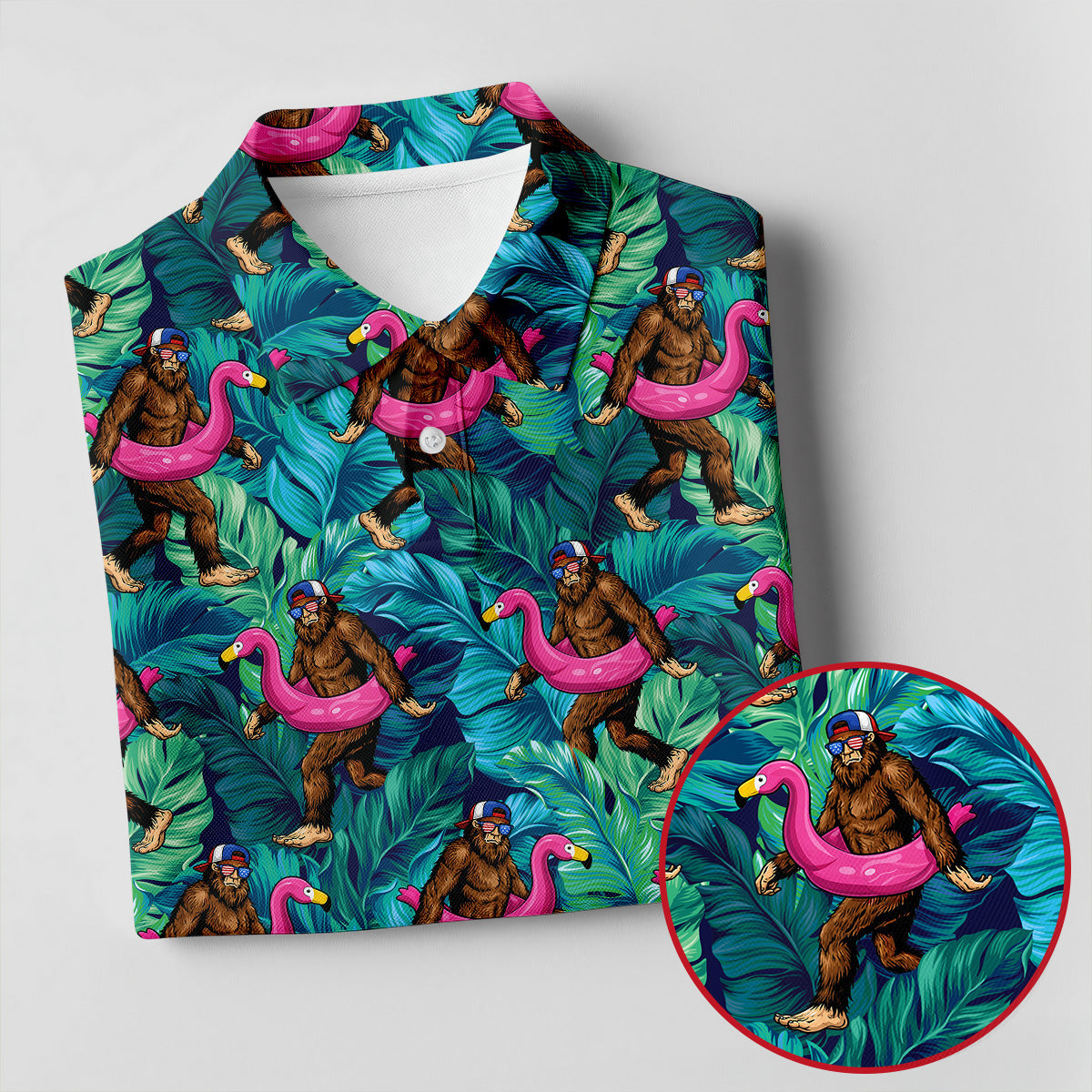 Tropical Flamingo Bigfoot Golf Shirt, 250 Years 4th Of July Patriotic Golf Shirt For Women