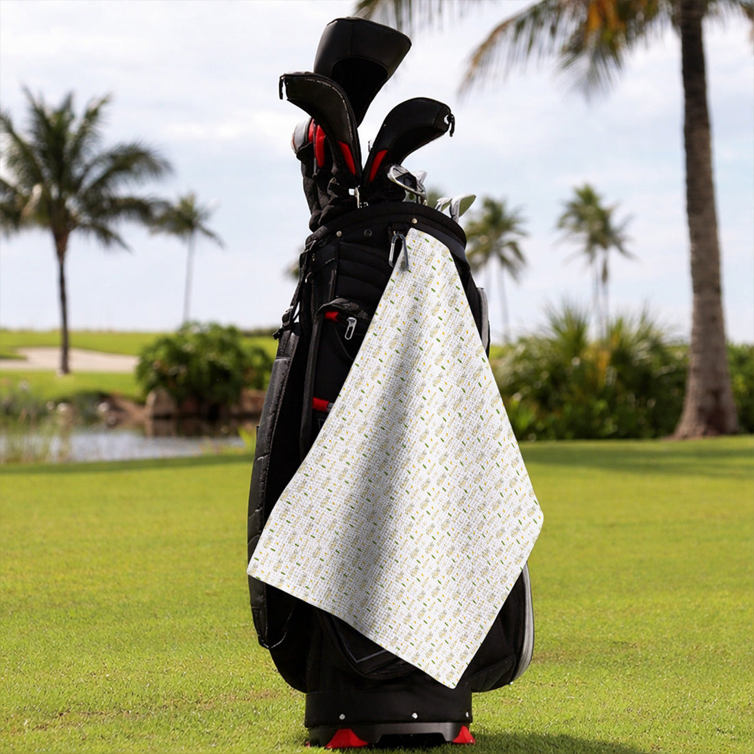 White Wine Pattern Golf Towels, Elegant Winery Golf Towel, Wine Golf Gift For Golfer