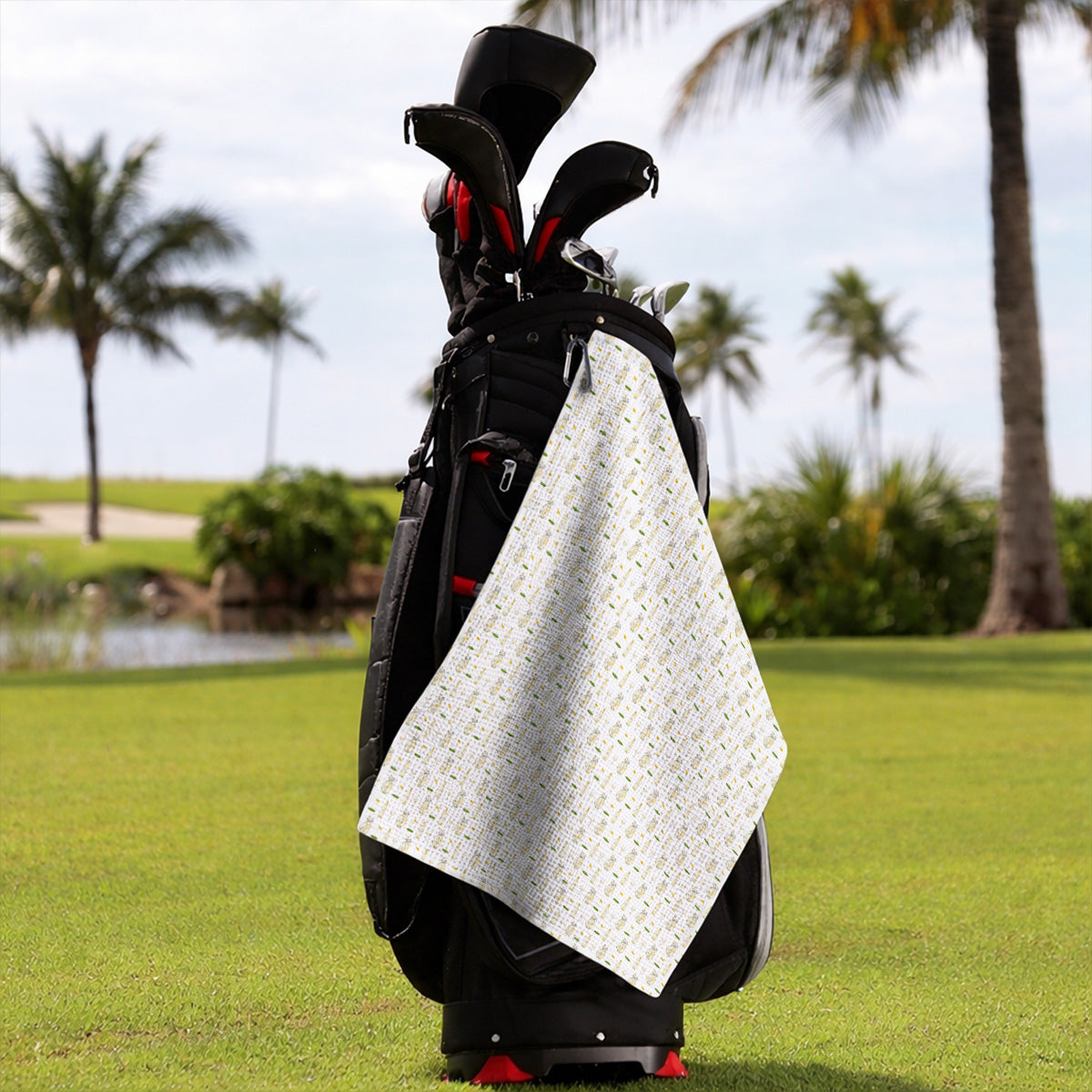 White Wine Pattern Golf Towels, Elegant Winery Golf Towel, Wine Golf Gift For Golfer