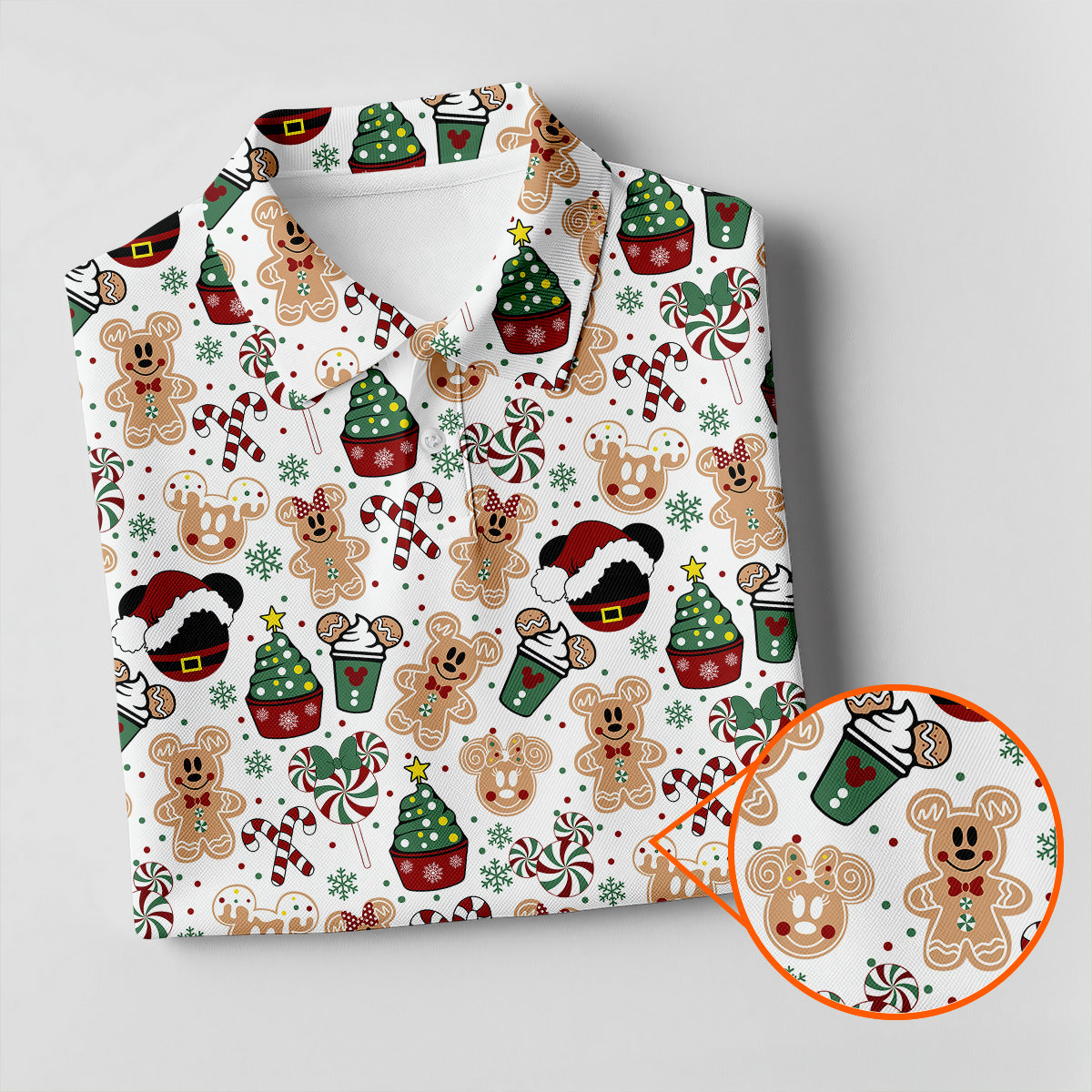 Christmas Sweets Pattern Golf Tops For Men, Cartoon Print Polo Shirts For Men, Christmas Golf Shirt, Golfing Apparel