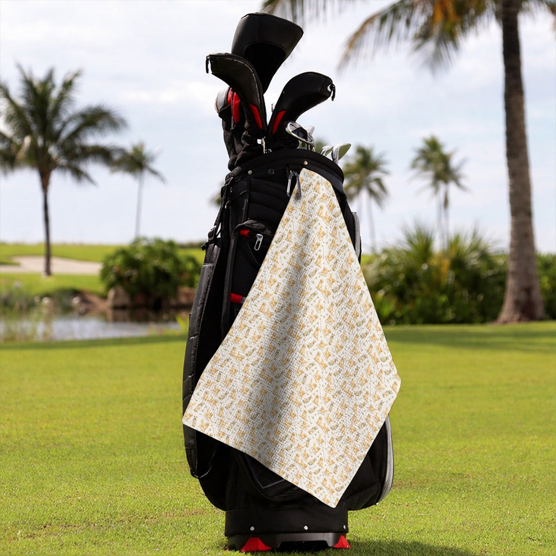 Vintage Golden Retriever Pattern Golf Towel, Golden Retriever Golf Towels, Perfect Gift For Golf Lovers