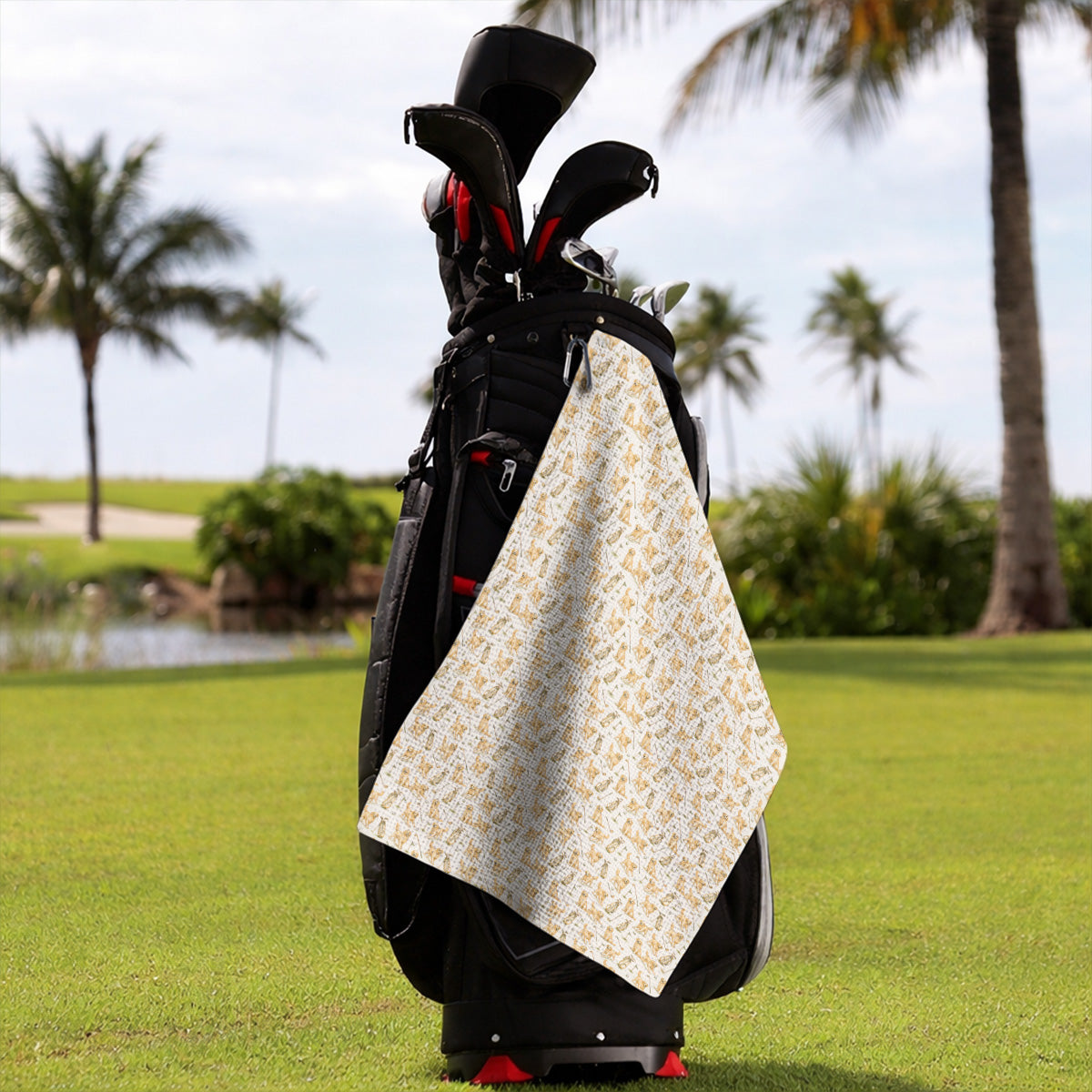 Vintage Golden Retriever Pattern Golf Towel, Golden Retriever Golf Towels, Perfect Gift For Golf Lovers