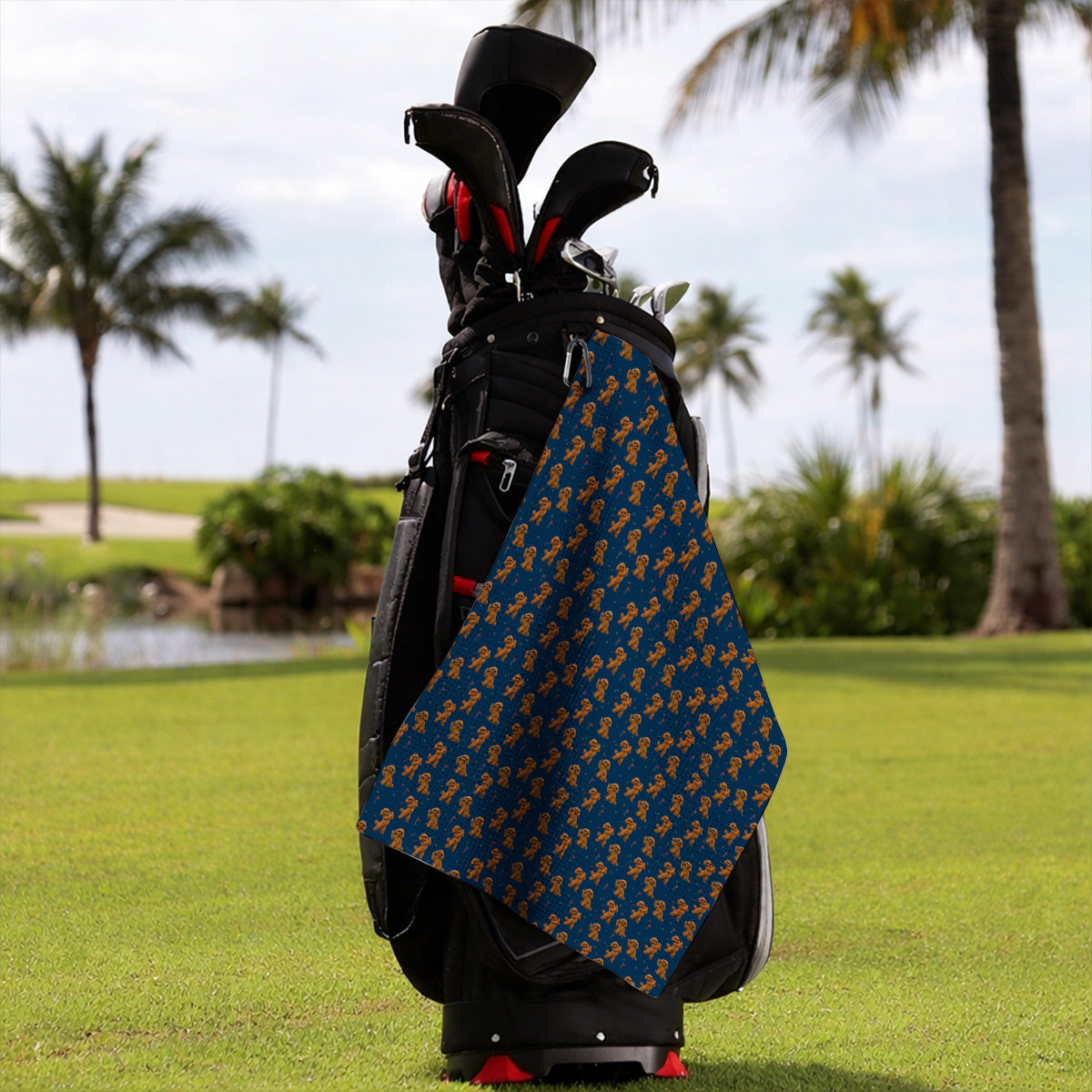 Funny Poodle Pattern Golf Towel, Cool Poodle Dog Golf Towels, Perfect Golf Gift For Golfer