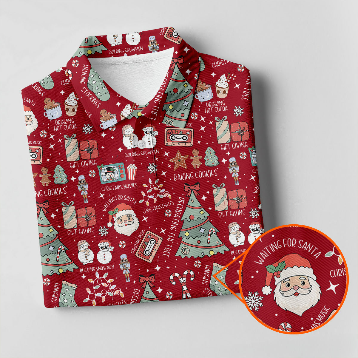 Tis The Season Santa Claus Gift Red Men's Golf Polo Shirts, Christmas Golf Shirt, Polo Shirts For Men
