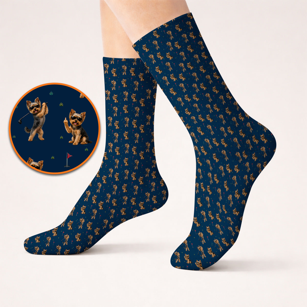 Funny Yorkshire Terrier Golf Socks, Cool Yorkie Pattern Golf Sock, Gift For Golf Lovers