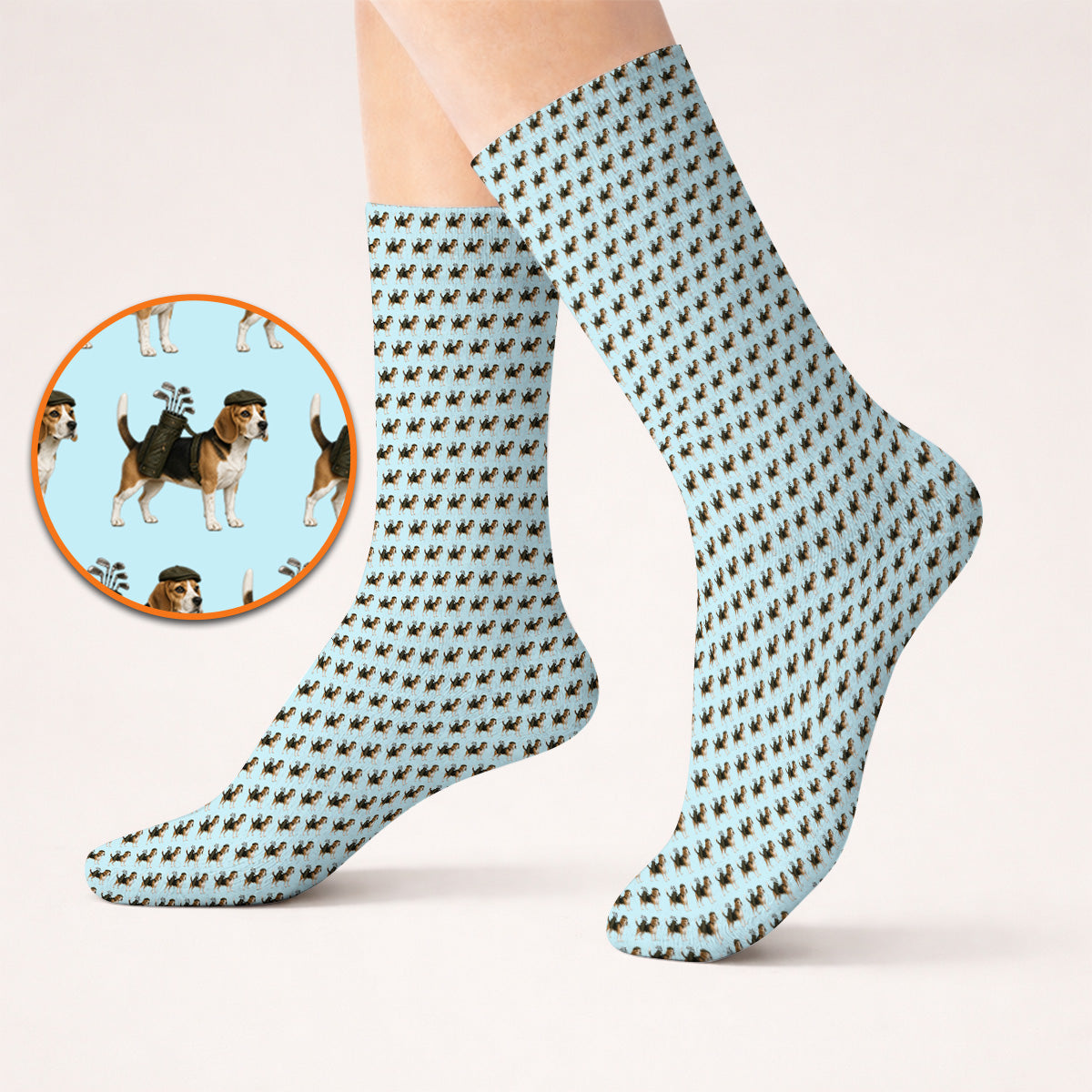 Classic Beagle Pattern Golf Socks, Beagle Dog Golf Sock, Crazy Golf Gift For Golfer