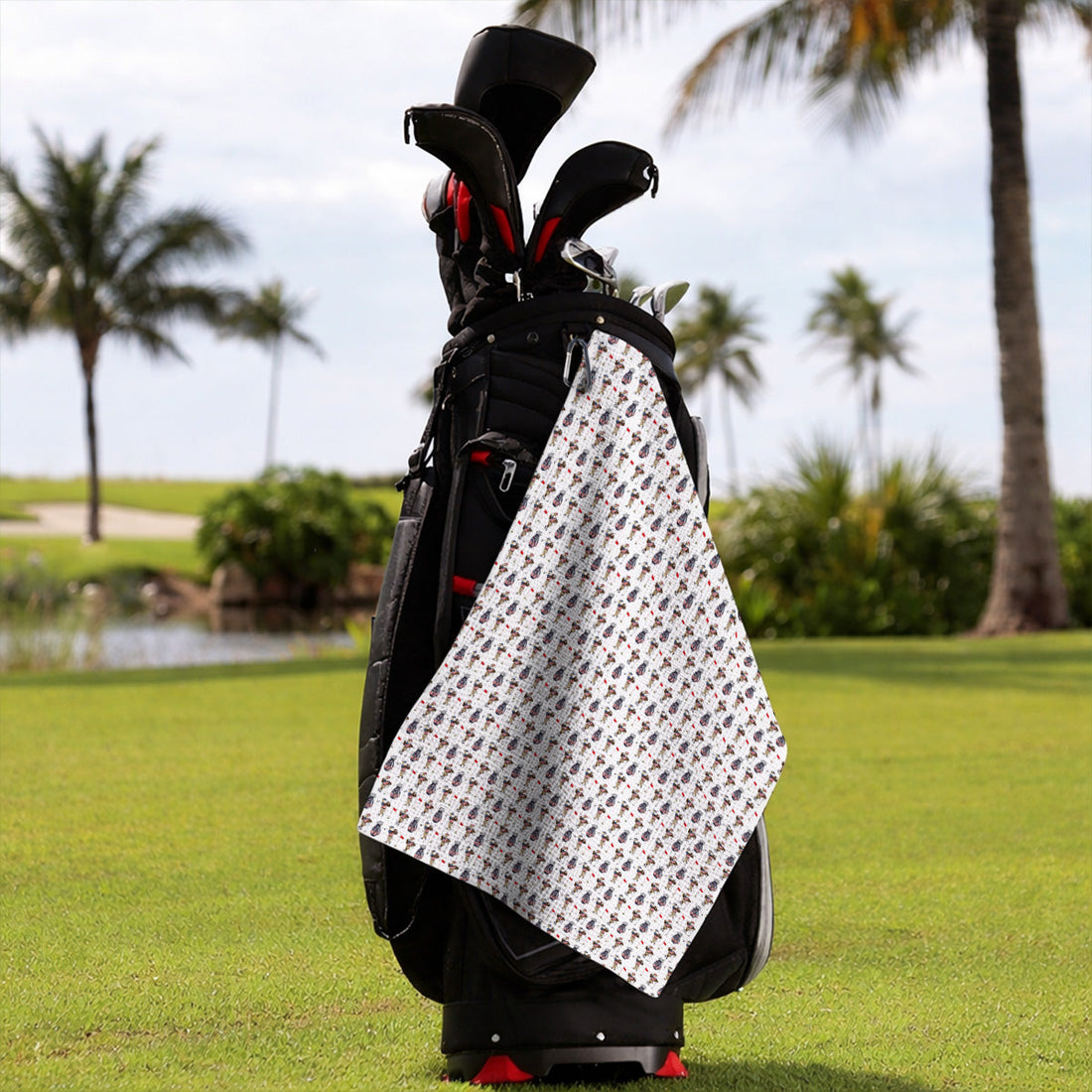 USA Patriotic Eagle Golf Towel, American Flag Eagle Golf Pattern Towels, 4th of July Golf Gift for Golfer