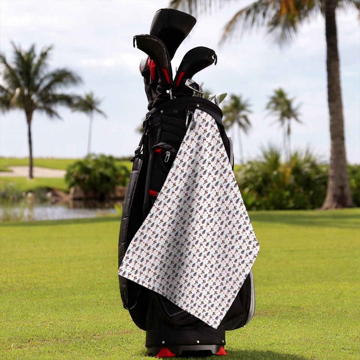 USA Patriotic Eagle Golf Towel, American Flag Eagle Golf Pattern Towels, 4th of July Golf Gift for Golfer