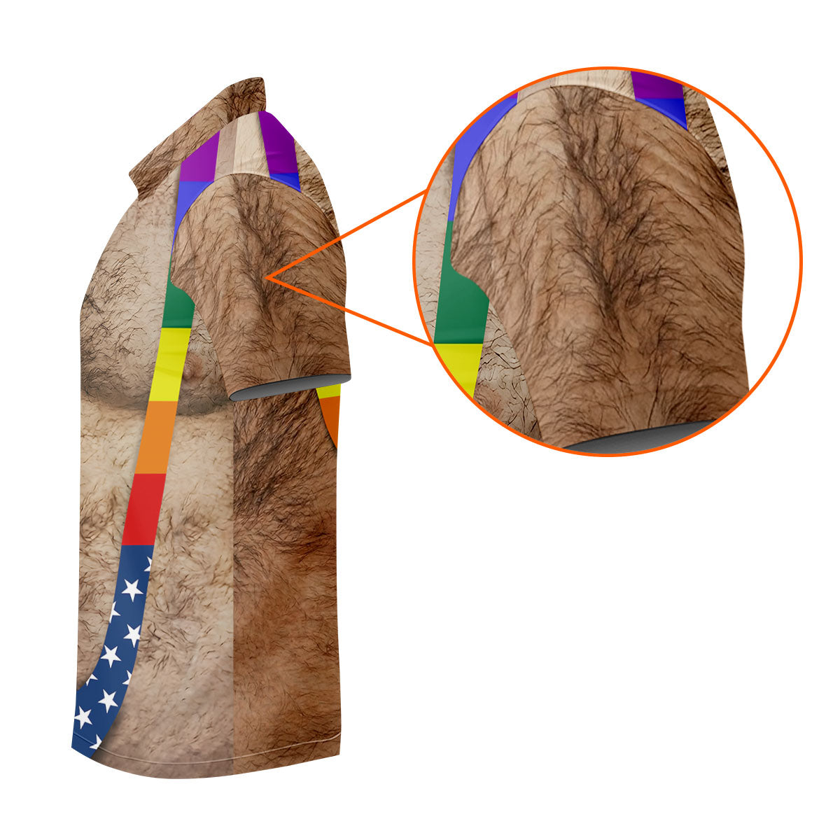 Funny Hairy Chest Rainbow Suspenders Golf Polo, Golf Shirts For Men, Mens Golf Apparel
