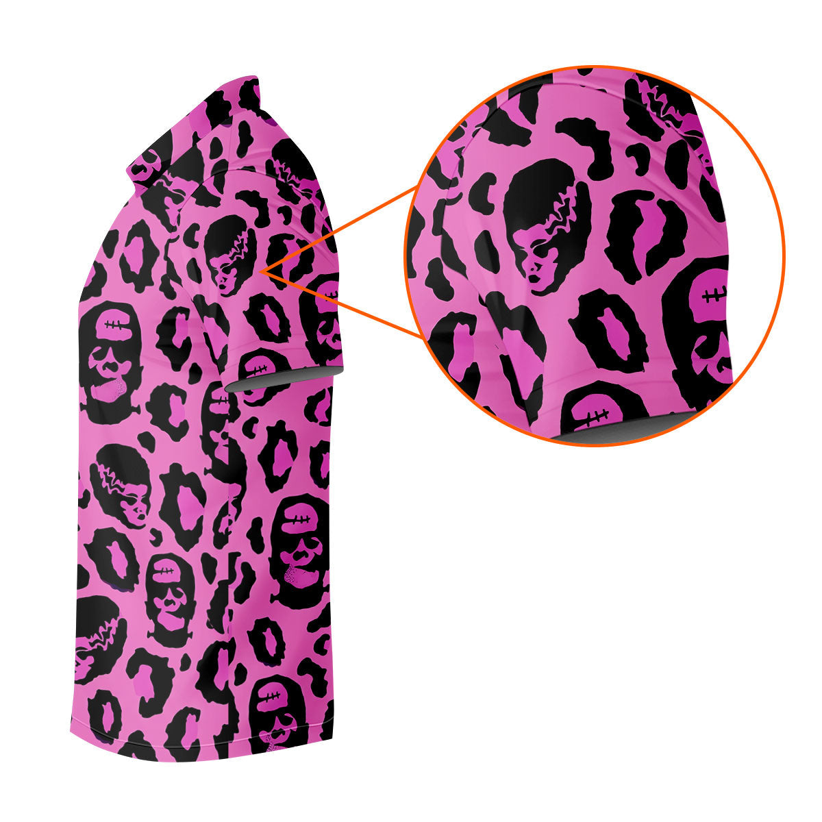 Leopard Print Horror Character Halloween Golf Polo Shirt, Golf Apparel, Mens Golf Shirt