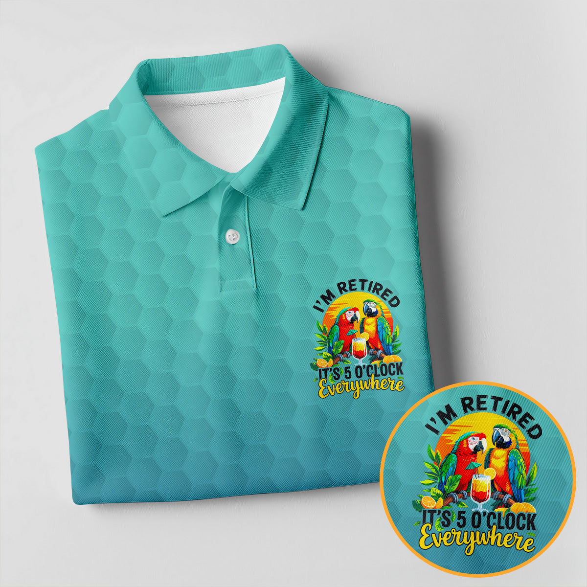 Blue Tropical Parrot Retirement Golf Polo Shirt, Golf Tops For Women, Ladies Golf Top