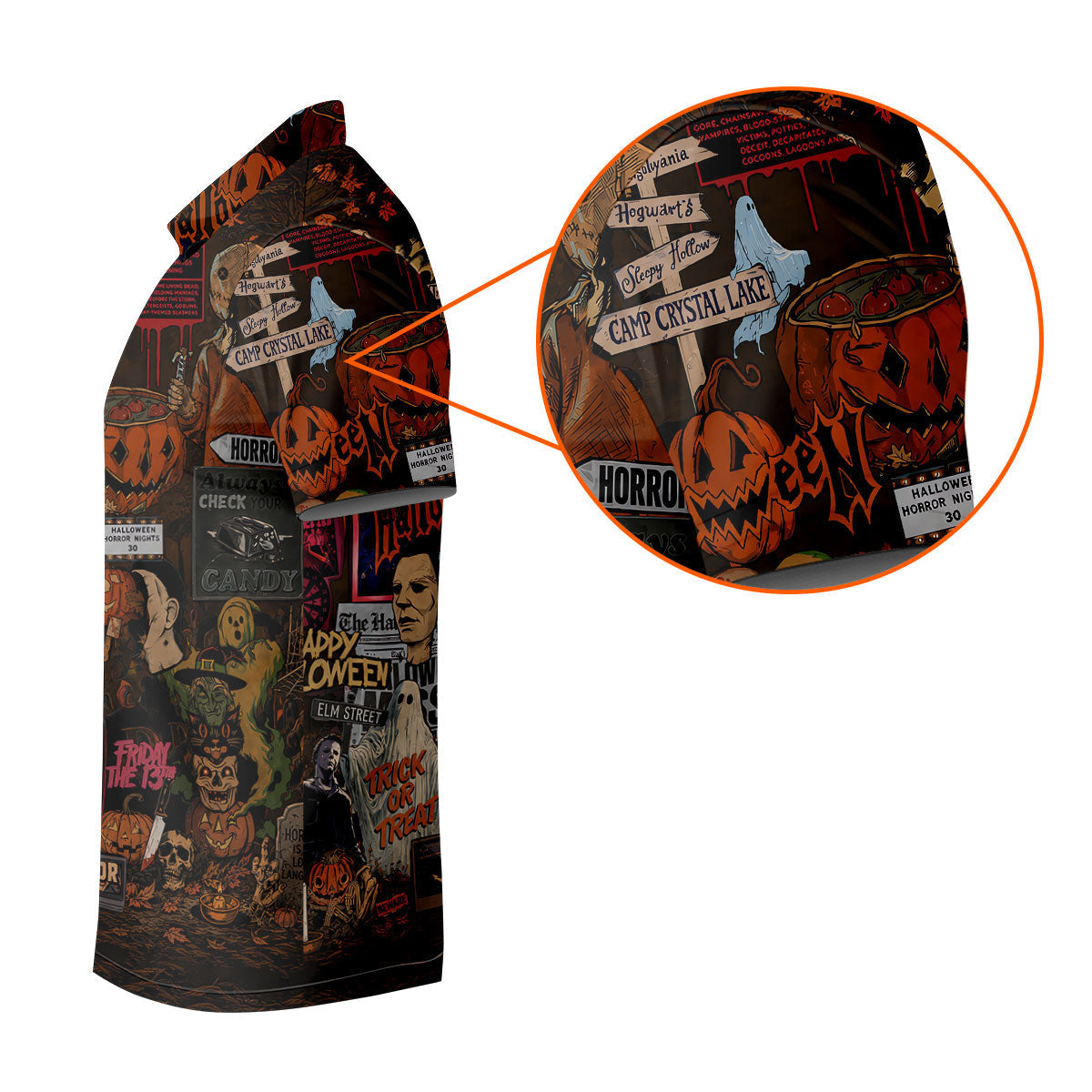 Horror Character Halloween Collage Golf Polo Shirt, Mens Golf Apparel, Polo Shirts For Men