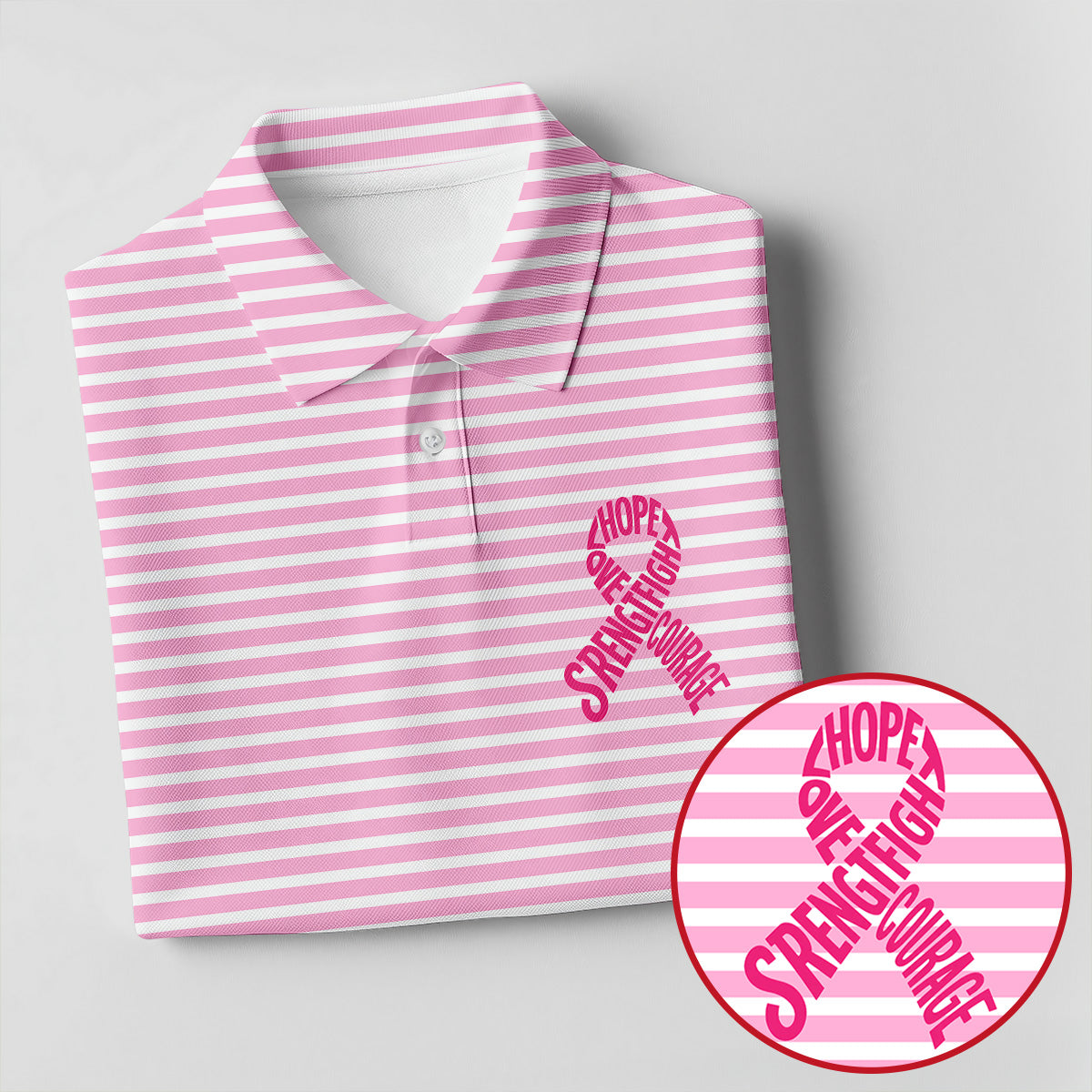 Hope Love Strength Courage Breast Cancer Polo Shirt, Women’s Golf Polo, Ladies Golf Shirts