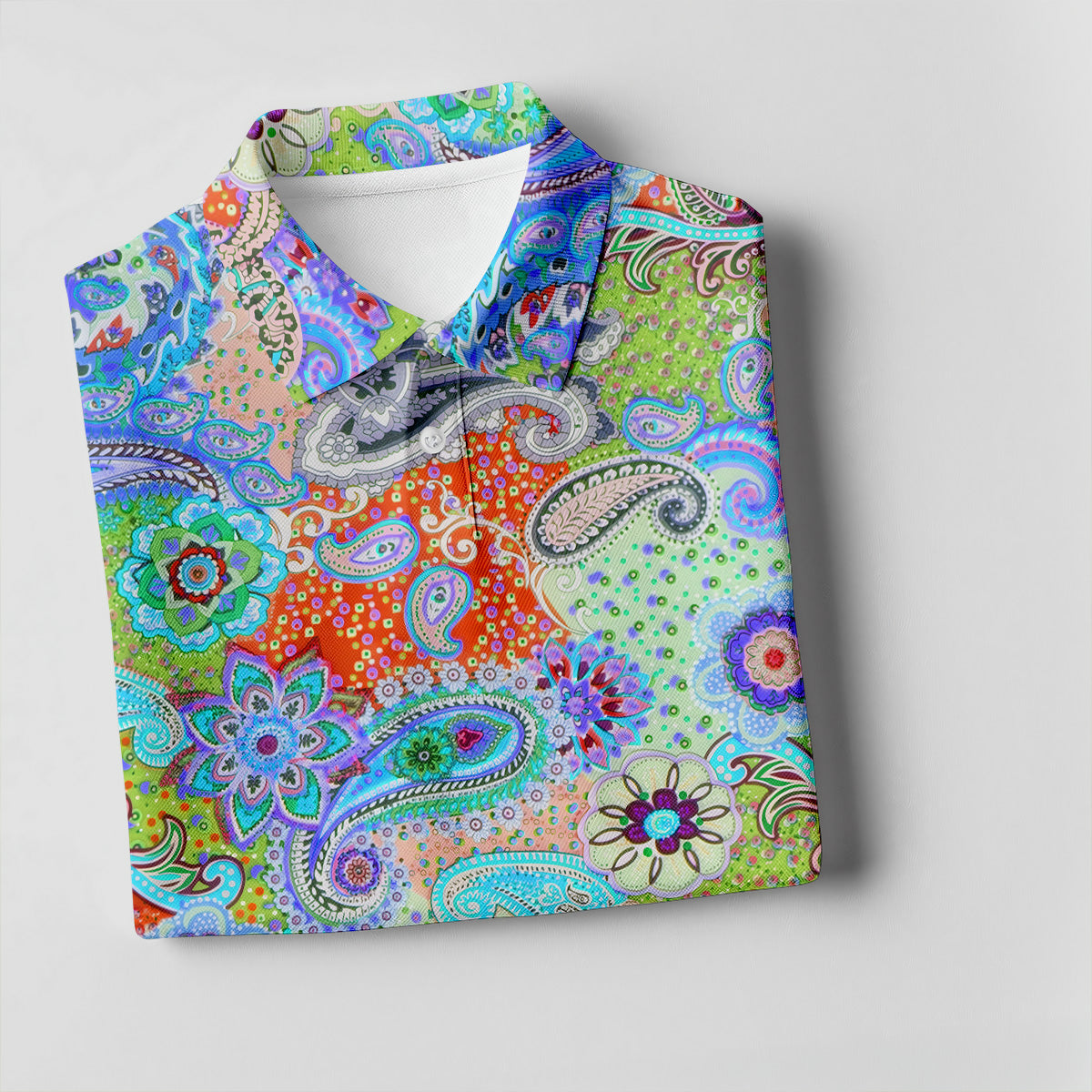 Colorful Boho Paisley Floral Pattern Golf Polo, Hawaiian Golf Shirt, Golf Apparel For Men