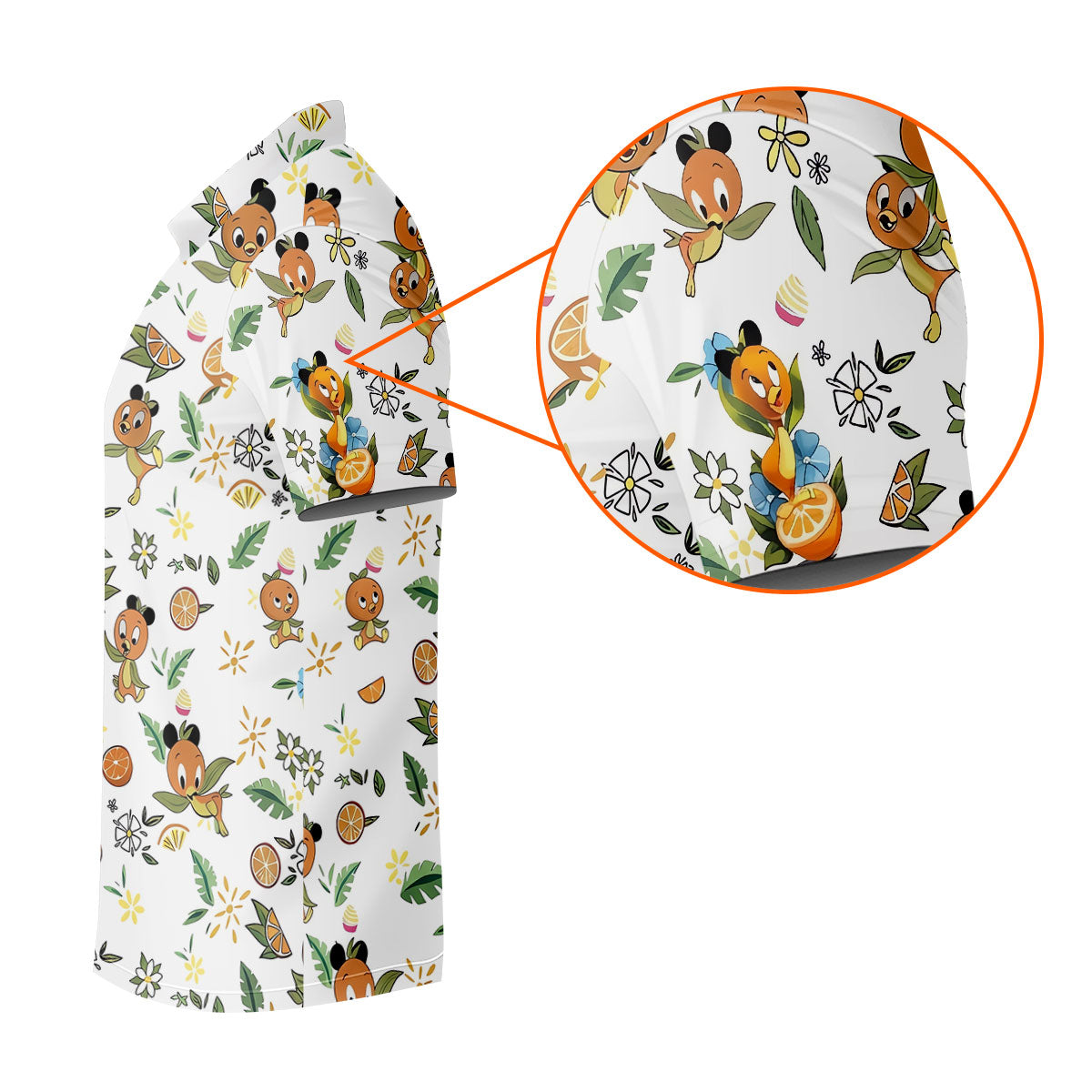 Orange Bird Floral Citrus Golf Polo Shirt, Printed Golf Shirts, Hawaiian Golf Shirt
