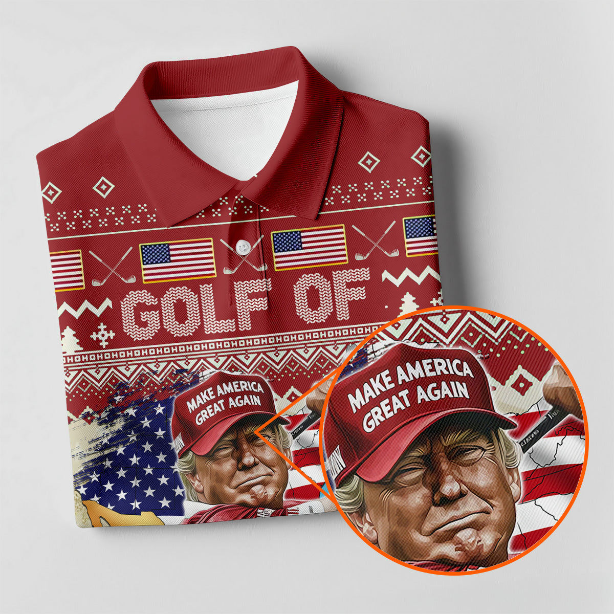 Trump Golf Of America Christmas Golf Shirt Men's Golf Polo Shirt, Golfing Apparel, Gift For Golfers