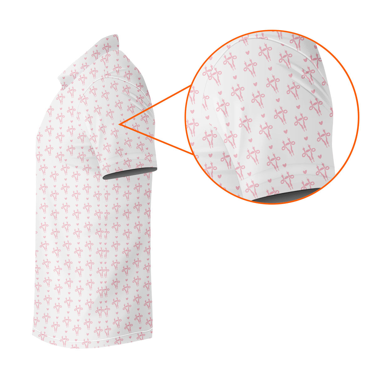 White Pink Funny Adult Pattern Polo Shirt, Ladies Golf Tops, Women's Golf Polo