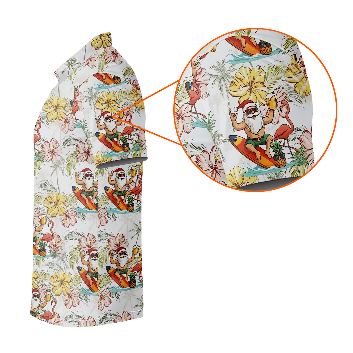 Surfing Santa Tropical Christmas Golf Polo Shirt, Golf Shirts For Men, Printed Golf Shirts